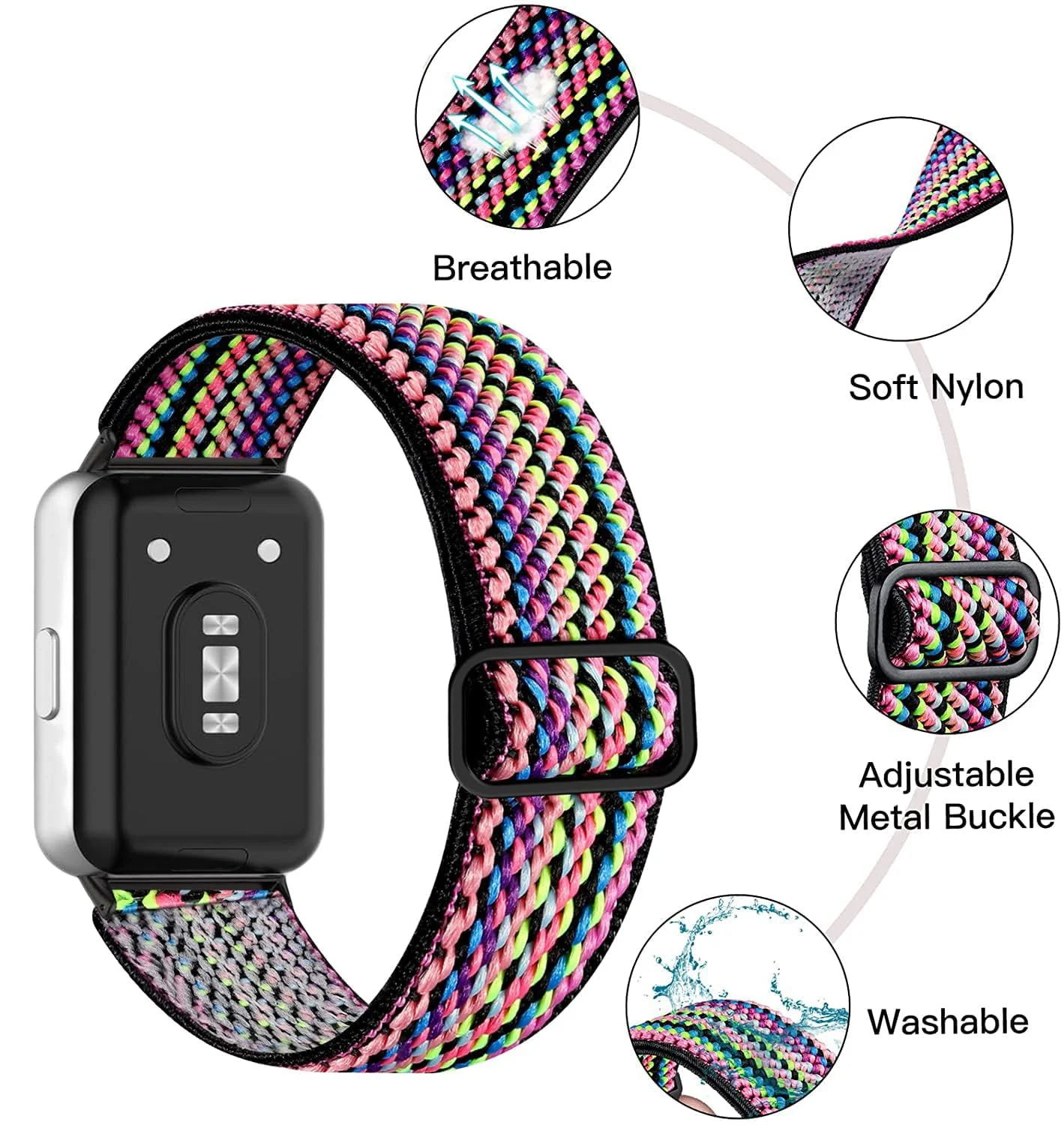 DL3 Mobilak Strap Compatible with Huawei Band 8 / Huawei Band 9 / Huawei Band 10, Soft Elastic Nylon Straps, Adjustable Stretchy Sports Replacement Bracelets Wristbands for Women Men - Bohemia