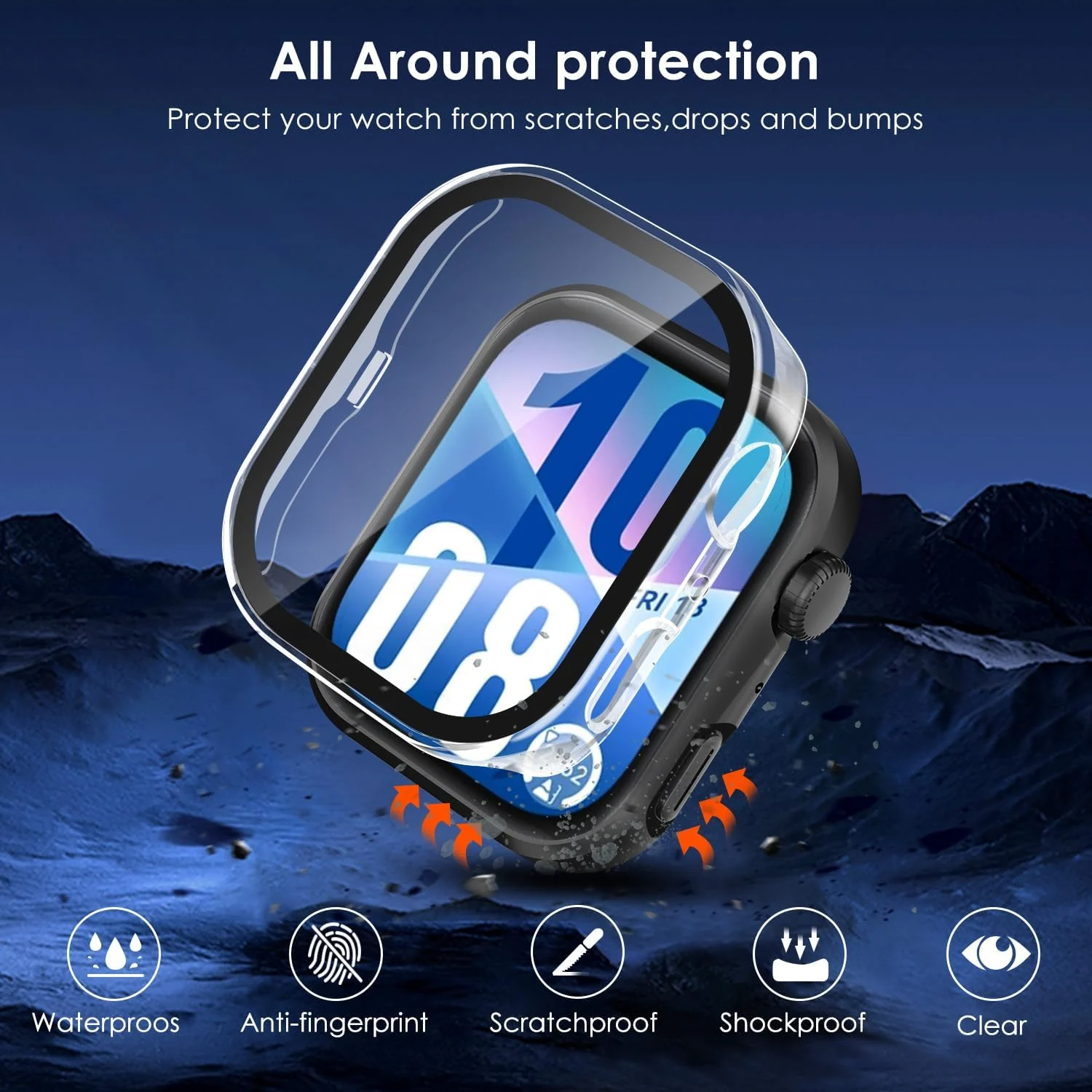 DL3 Mobilak Case Compatible with Huawei Watch Fit 4, Full Coverage Slim Hard Case Protective Bumper Built-in Tempered Glass Screen Protector Shell for Huawei Watch Fit 4 - Clear