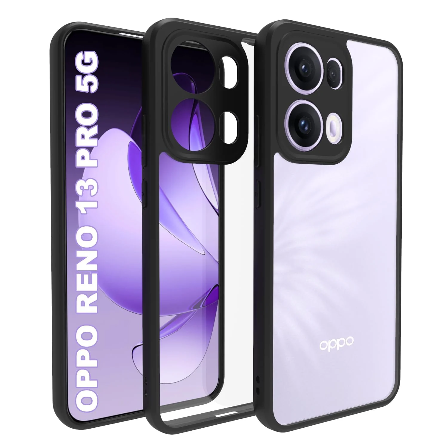 DL3 Mobilak Clear Protective Case for OPPO Reno 13 Pro 5G / OPPO Reno13 Pro 5G - Black