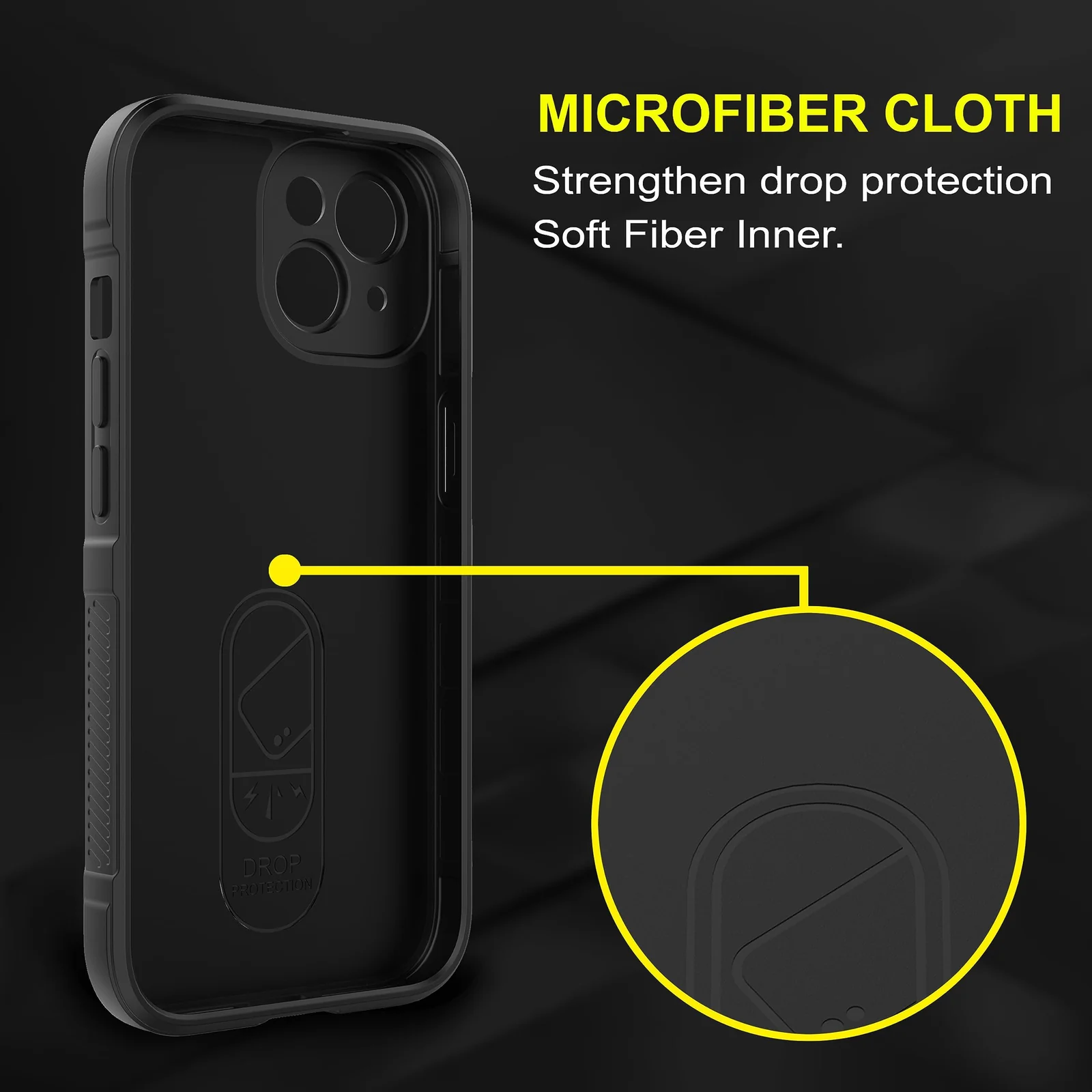 DL3 Mobilak Silicone Case for iPhone 15+ Plus 6.7-Inch Heavy Duty Protective [Slim Fit] Shockproof Soft Flexible Protective Design Shock-Absorption TPU Cover With Camera Protection - Black