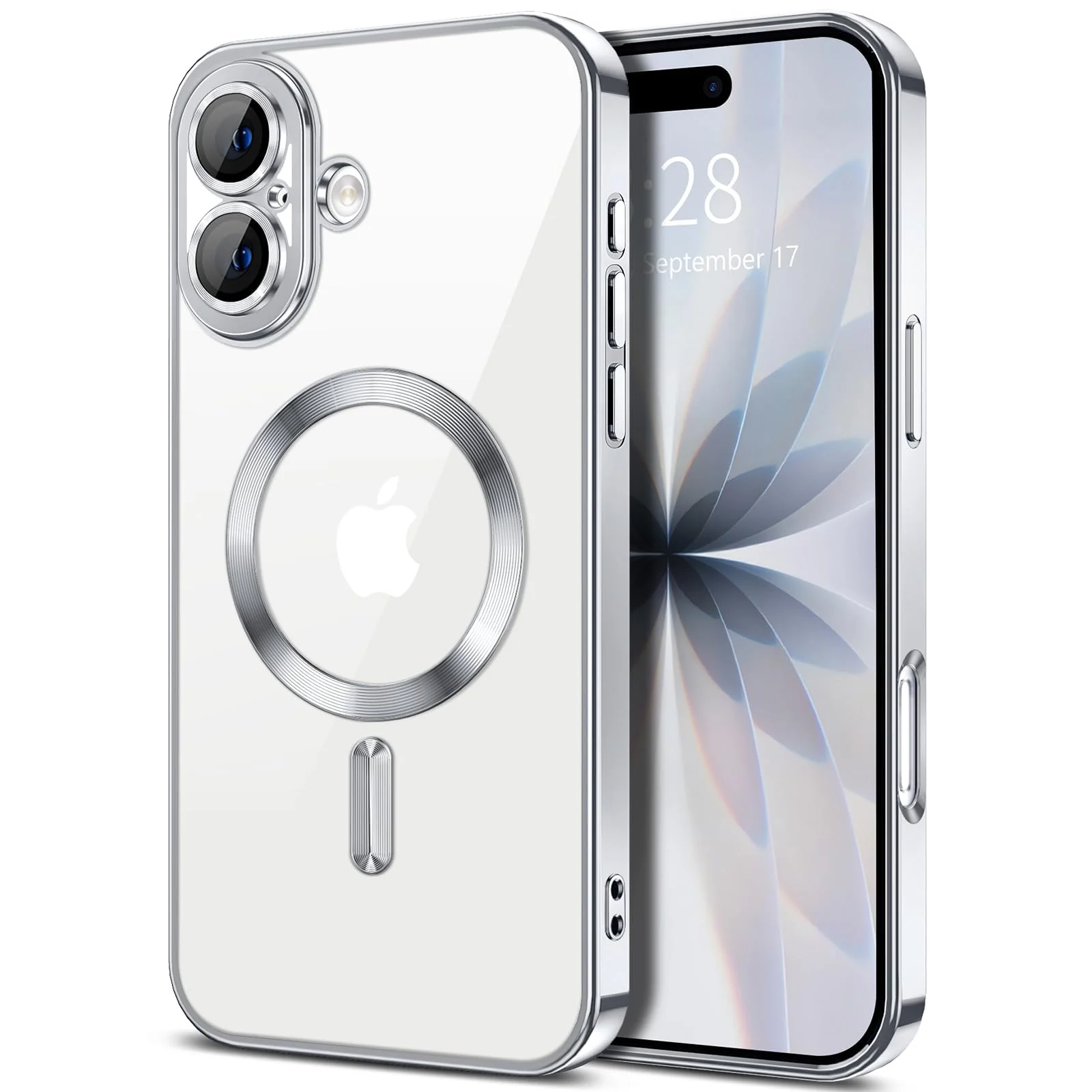 DL3 Mobilak Plated-Edge Protective Case for iPhone 17, Compatible with MagSafe accessories, Supports wireless charging, Camera protection - Silver