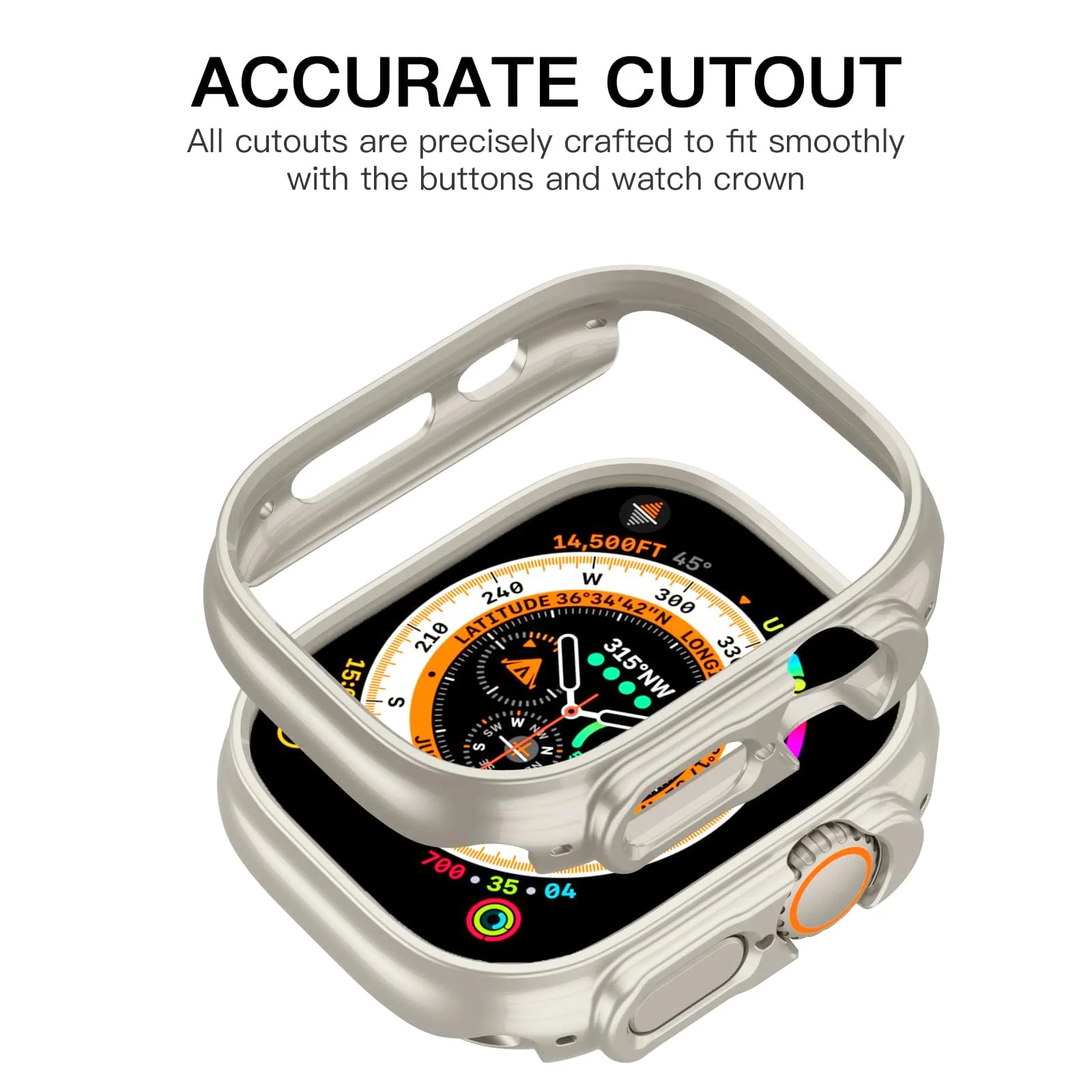 DL3 Mobilak Compatible For Apple Watch Ultra Case 49mm, Shockproof Ultra-Thin Hard PC Bumper Case All-Around Edge Protective Cover Frame[NO Screen Protector] for iWatch Accessories - Starlight