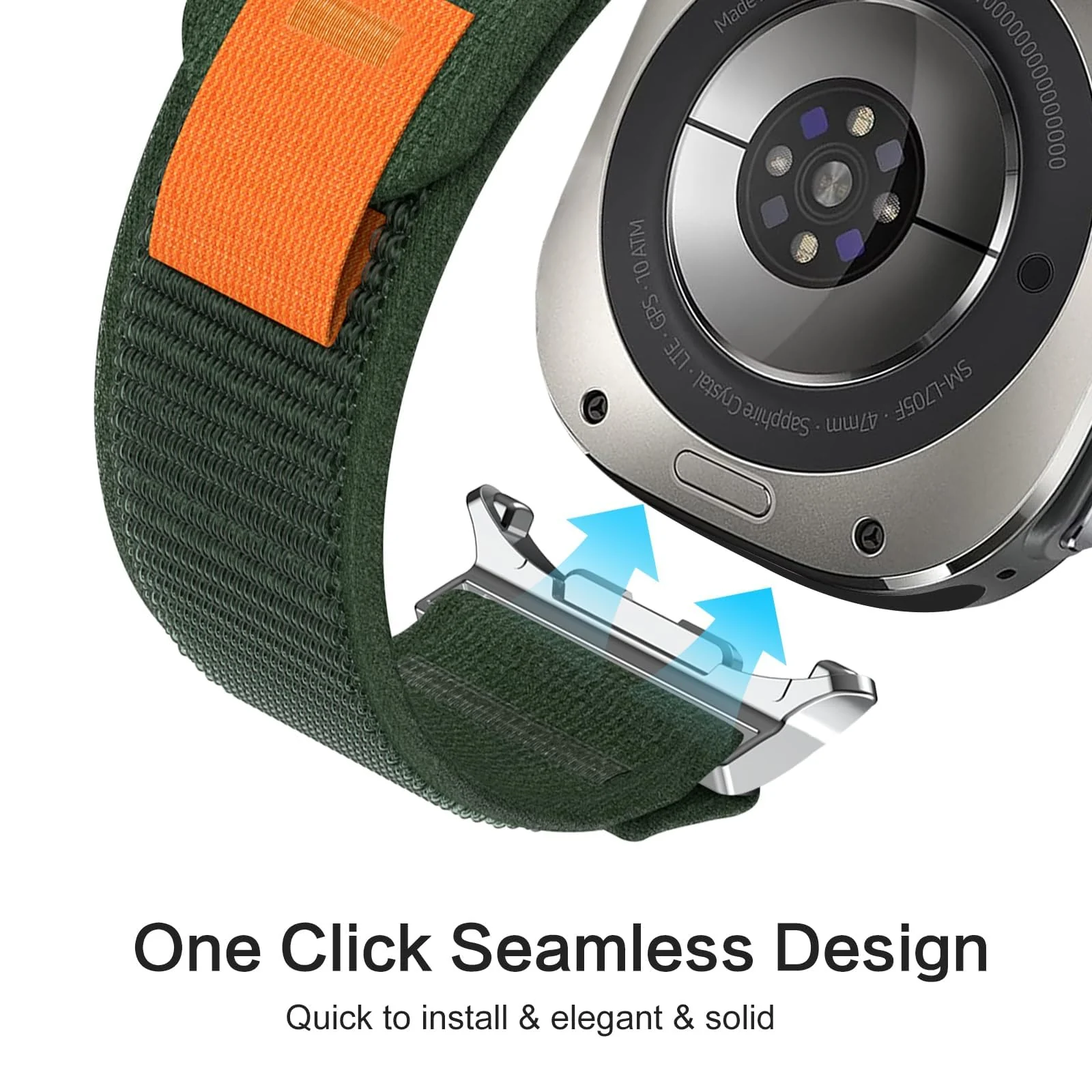 DL3 Mobilak For Samsung Galaxy Watch ultra Strap 47mm, One Click Trail Loop Strap for Men Women, Soft Nylon Sport Loop Elastic Replacement Wristband for Galaxy Watch 7 Ultra - Green