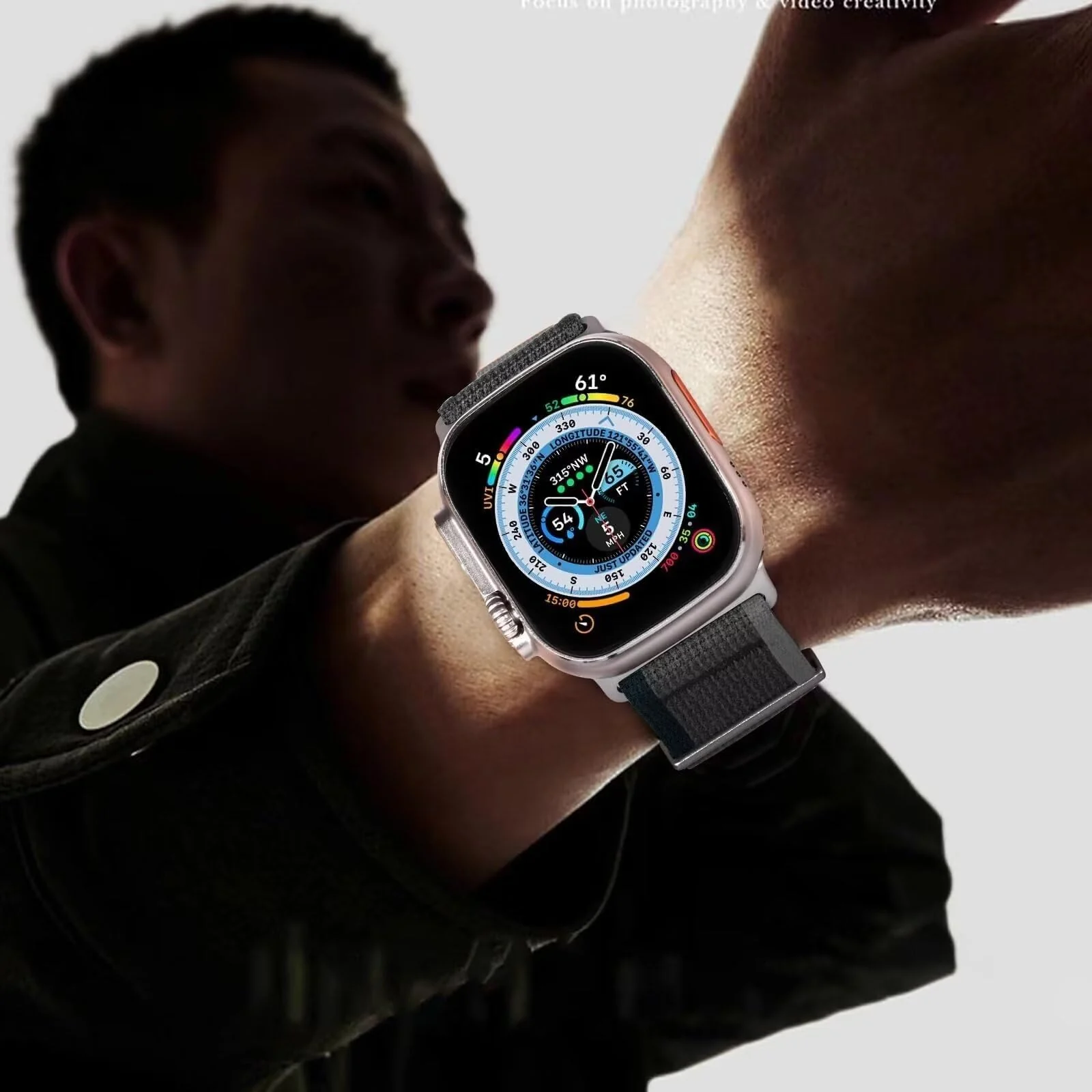 DL3 Mobilak Trail Loop Strap for Apple Watch Ultra Band 49mm 45mm 44mm 42mm iWatch Ultra Band Men Women, Rugged Sport Strap Soft Nylon Wristband for iWatch Ultra 2 Bands Series 9 8 7 6 5 4 3 2 1 SE - Blue Black