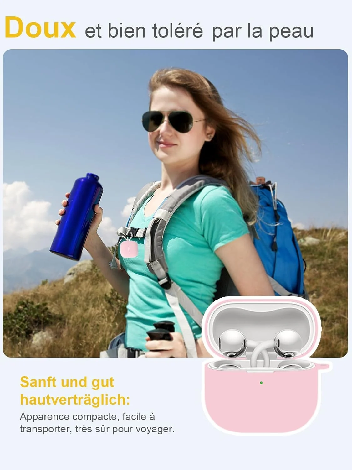 DL3 Mobilak Compatible with Huawei FreeClip 2 Case Cover, Soft Silicone Shockproof Protective Skin Case for Huawei Free Clip Wireless Earbuds with Carabiner, Front LED Visible - Pink