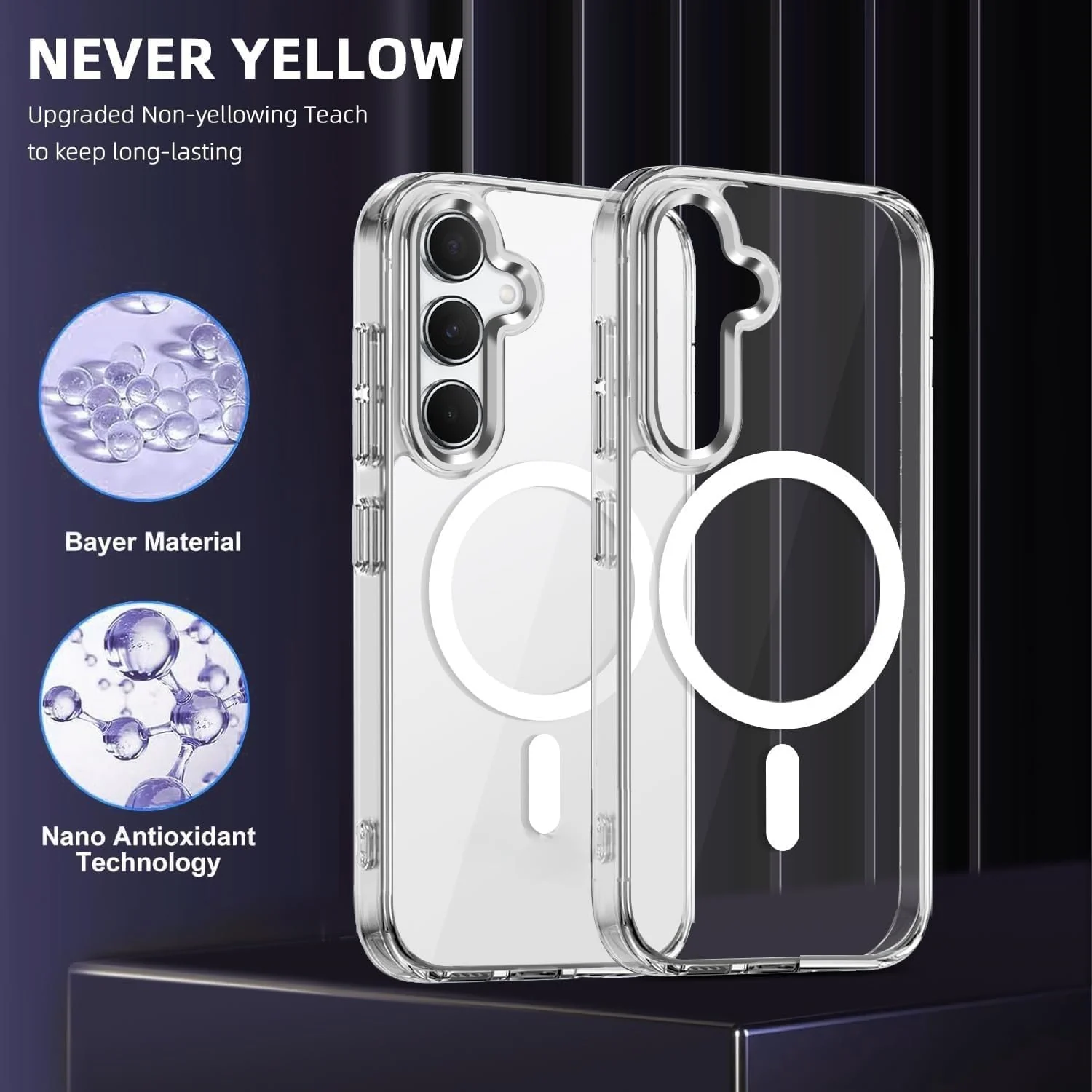 DL3 MOBILAK for Samsung Galaxy A15 5G/4G Case Clear [Compatible with MagSafe] Slim Magnetic Clear Bumper Case