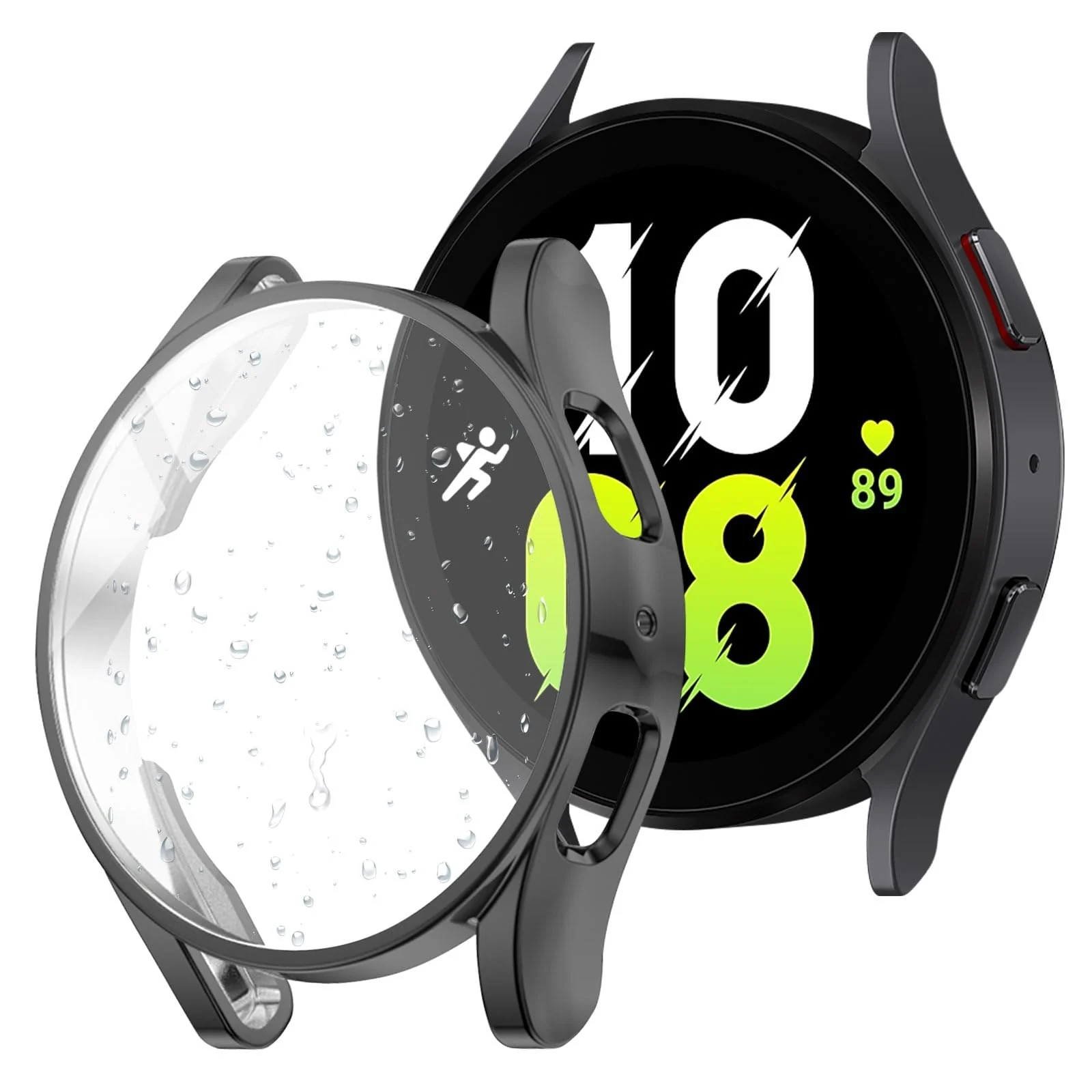 DL3 Mobilak Dal3 Mobile Protective Case Compatible with Samsung Galaxy Watch 4 44mm 2021 and Watch 5 2022 All-Around Screen Slim Design Soft TPU Shockproof - Black