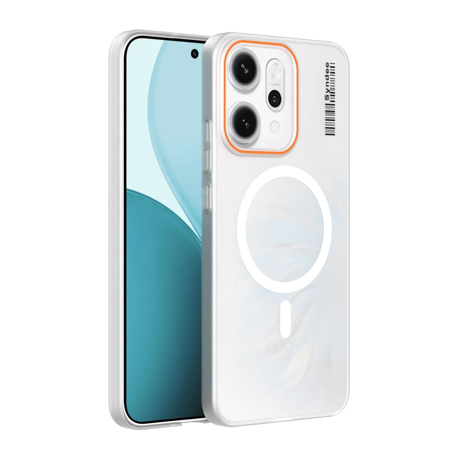 DL3 Mobilak Translucent Matte Case for OPPO Reno 14 5G, Compatible with MagSafe accessories, Shock-absorbing protection, Integrated ring holder - Clear