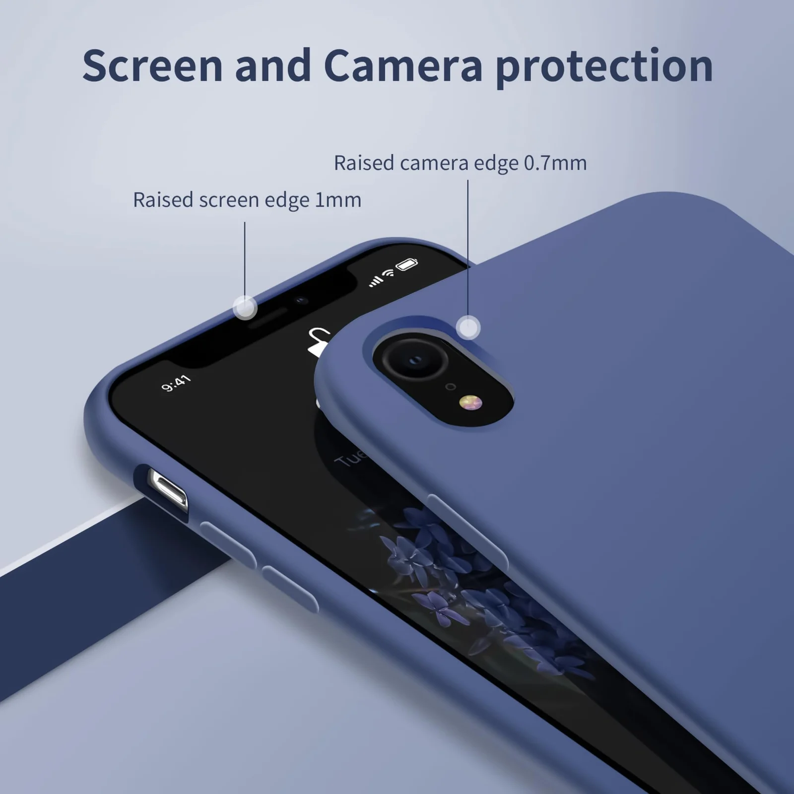 DL3 Mobilak Liquid Silicone Case for iPhone XR, Shock-absorbing protection, Scratch-resistant surface, Soft microfiber lining - Blue