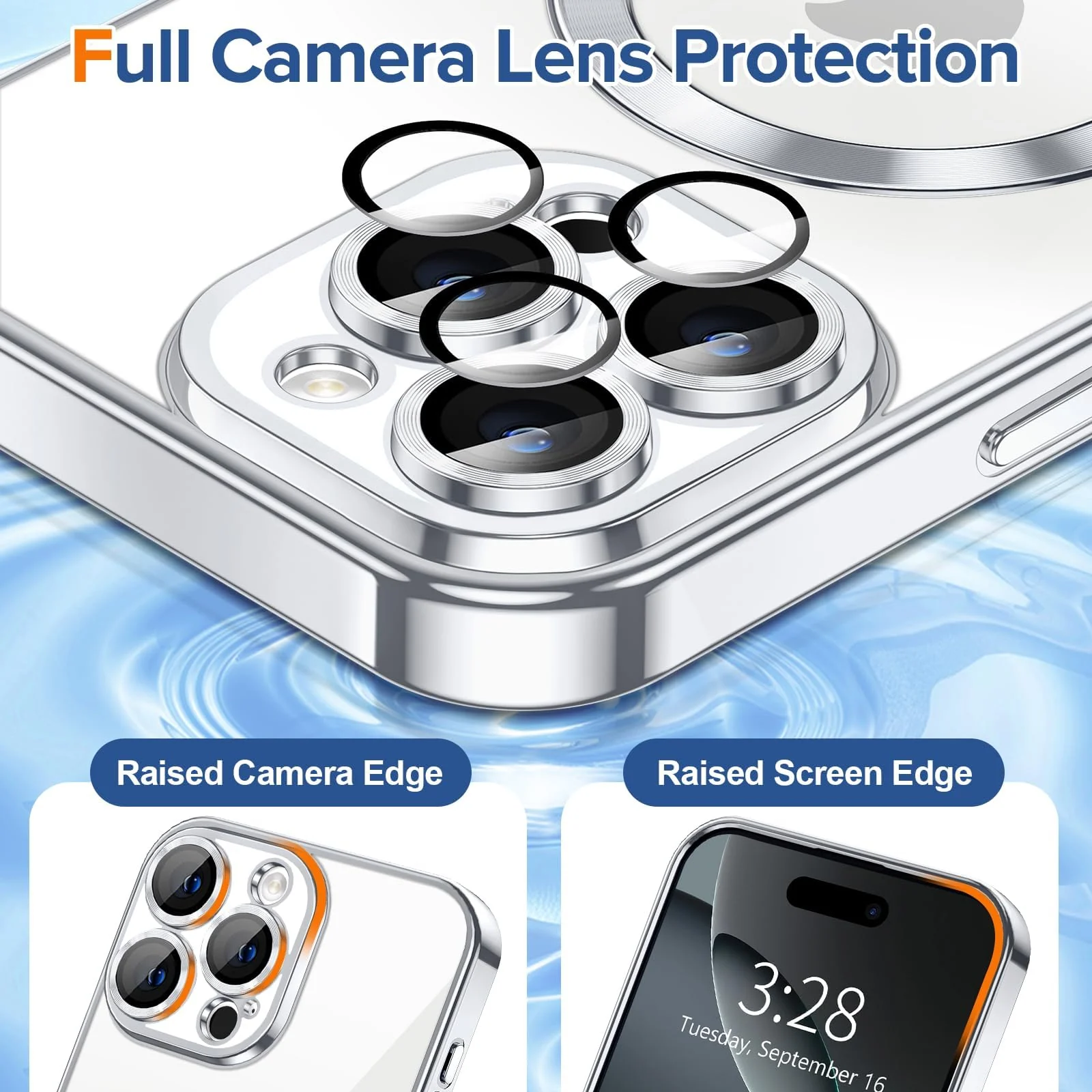 DL3 Mobilak Plated-Edge TPU Protective Case with Camera Protection for iPhone 16 Pro Max - Silver
