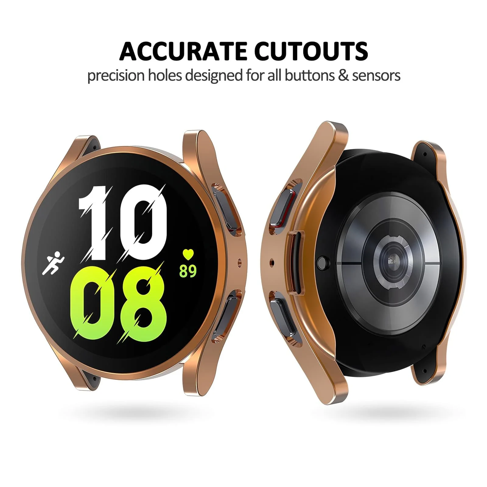 DL3 Mobilak Case Compatible with Samsung Galaxy Watch 4 40mm 2021 & Watch 5 40mm 2022 Case All-Around Screen Protector Watch Soft TPU Shockproof Cover Slim Guard Thin Bumper Shel Protector - Rose Gold