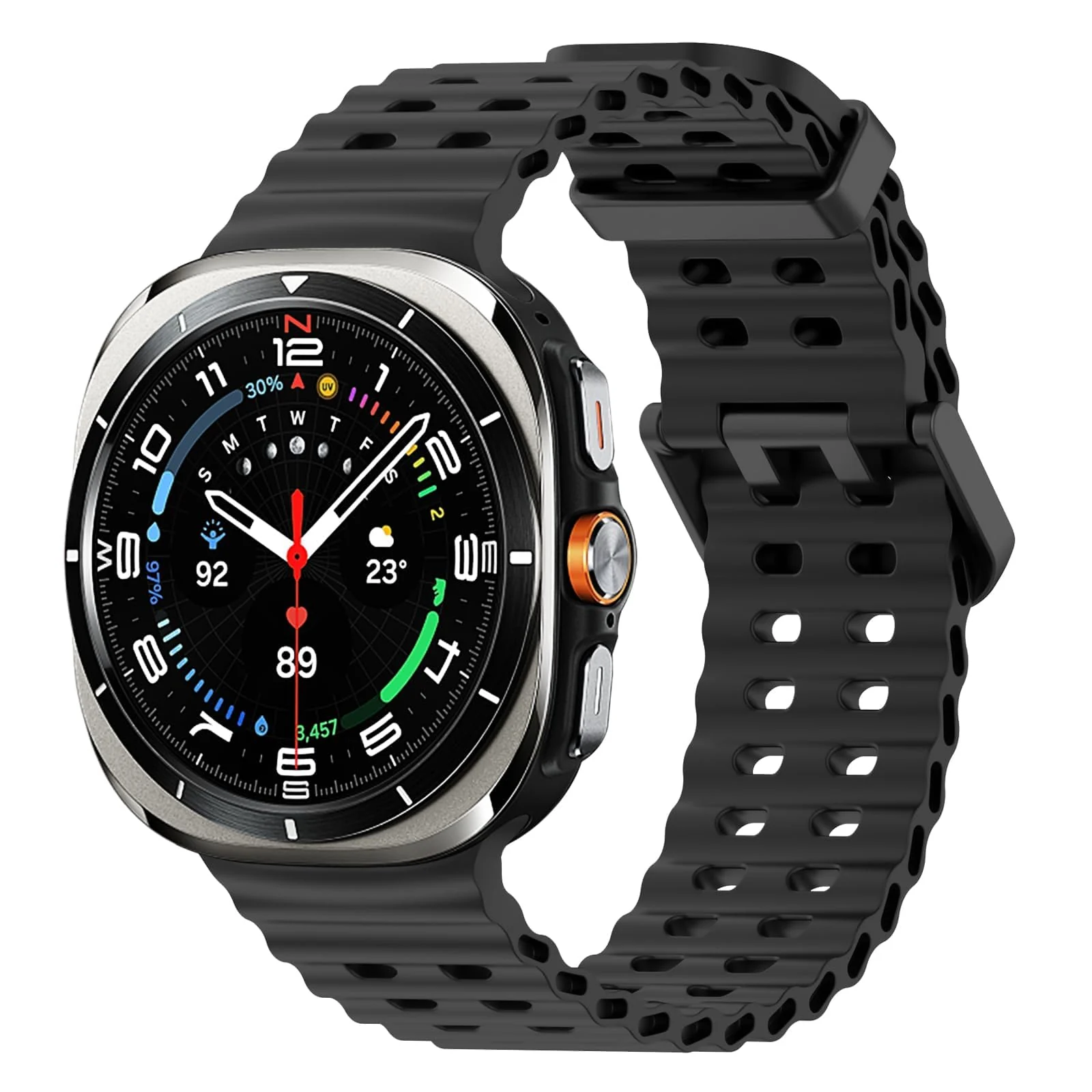 DL3 Mobilak Sport Band Compatible with Samsung Galaxy Watch Ultra Band 47mm Women Men, Breathable Soft Silicone Waterproof Watch Strap Accessories for Samsung Watch 7 Ultra Bands - Black