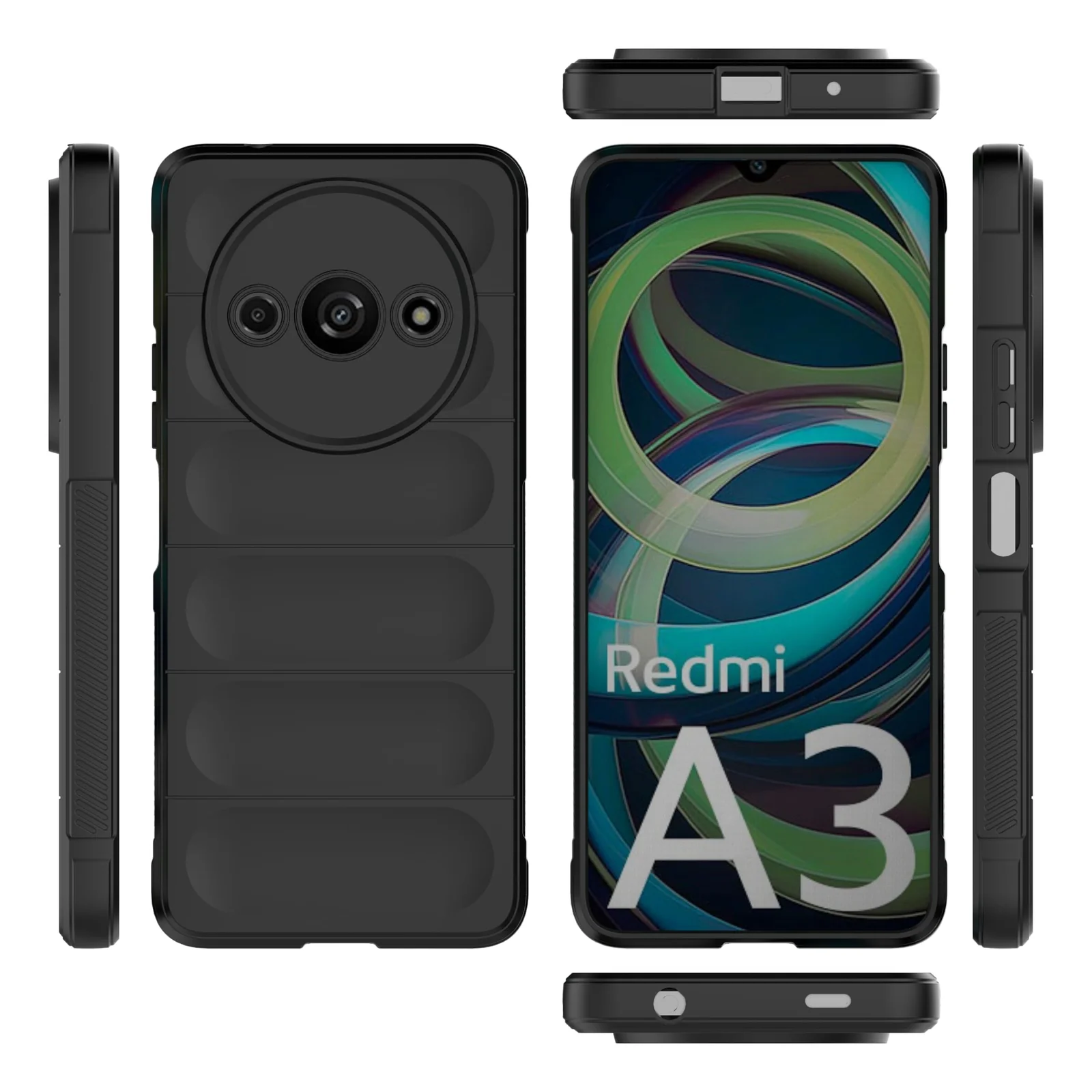 DL3 Mobilak Soft Silicone Protective Case for Xiaomi Redmi A3 with Camera Protection and Shockproof Design - Black