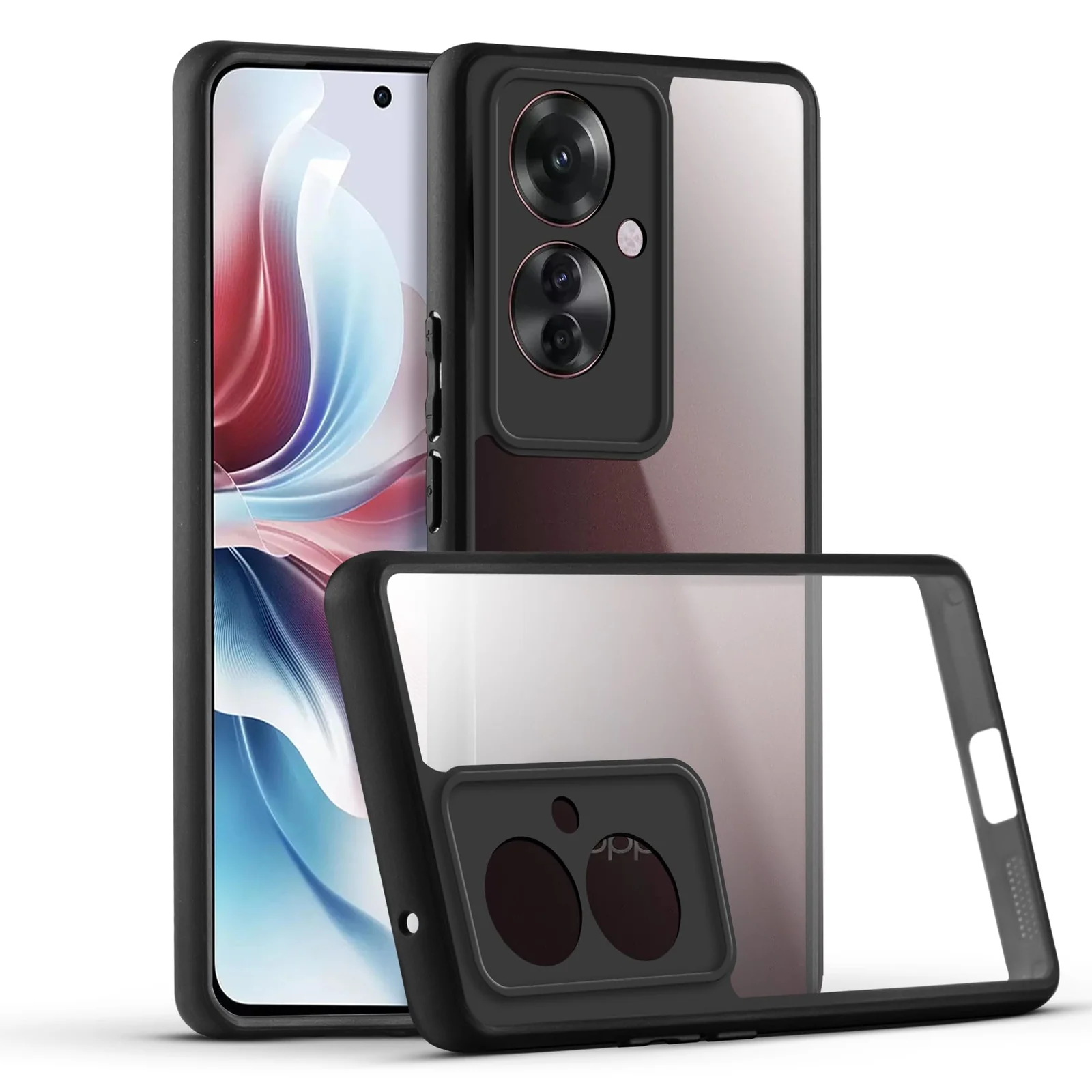 DL3 Mobilak Clear PC and TPU Protective Case for OPPO A79 5G / OPPO A2 5G with Camera Protection and Military-Grade Protection - Black
