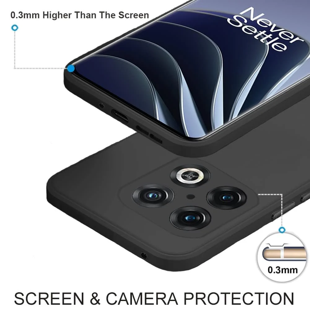 DL3 Mobilak Soft Silicone Protective Case for OnePlus 10 Pro with Microfiber Lining and Shockproof Design - Black