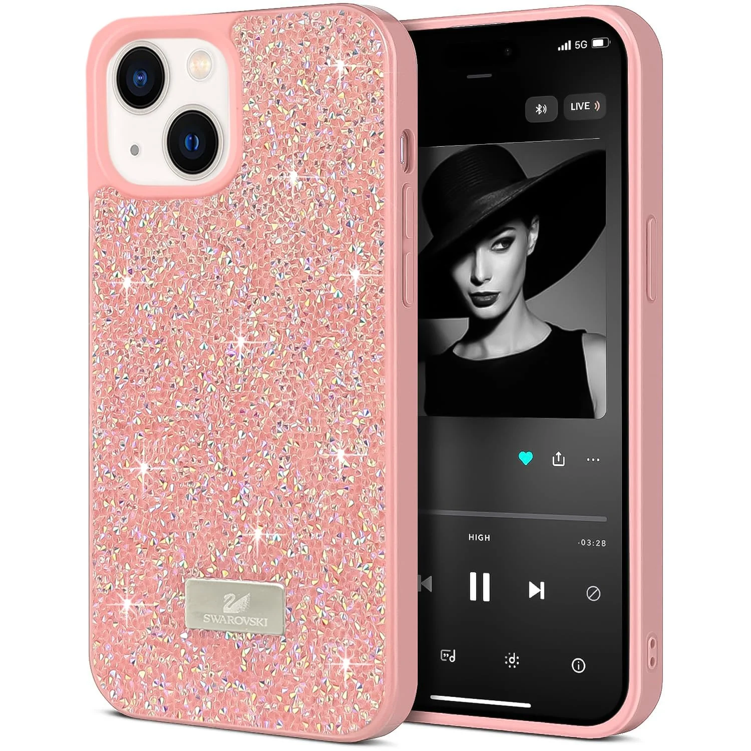 DL3 Mobilak Glitter Rhinestone Protective Case for iPhone 15+ Plus / iPhone 14 Plus 6.7 with Shockproof Design