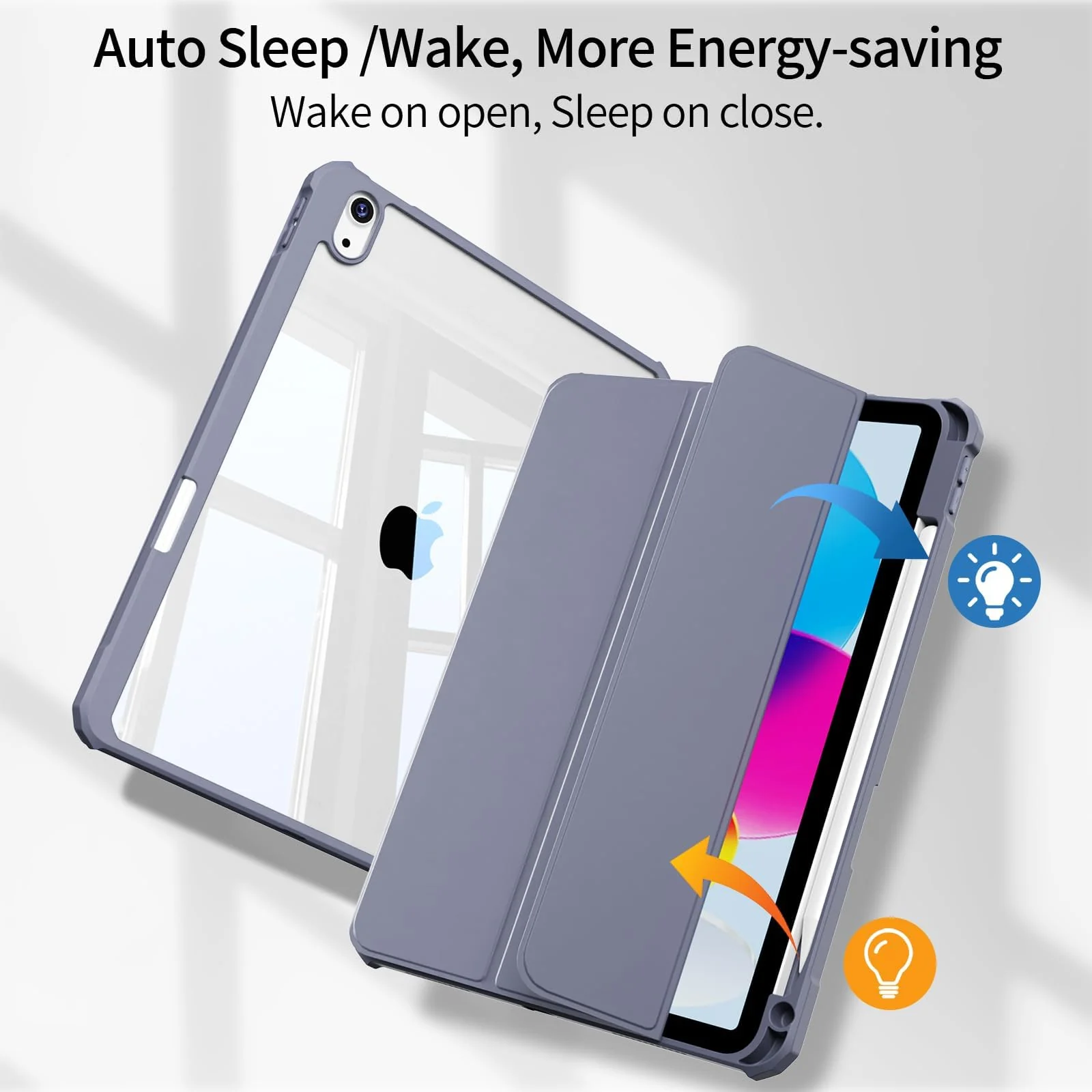 DL3 Mobilak Case Compatible with iPad (A16) 11th Generation 11 Inch (2025), iPad 10th Generation 10.9 Inch (2022), Clear Shockproof Back Cover Built-in Pencil Holder, Auto Sleep/Wake - Lavnder Purple