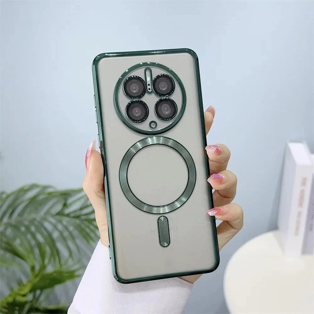 DL3 Mobilak Clear MagSafe-Compatible Magnetic Case for Huawei Mate 50 Pro with Camera Protection and Shockproof Design - Green