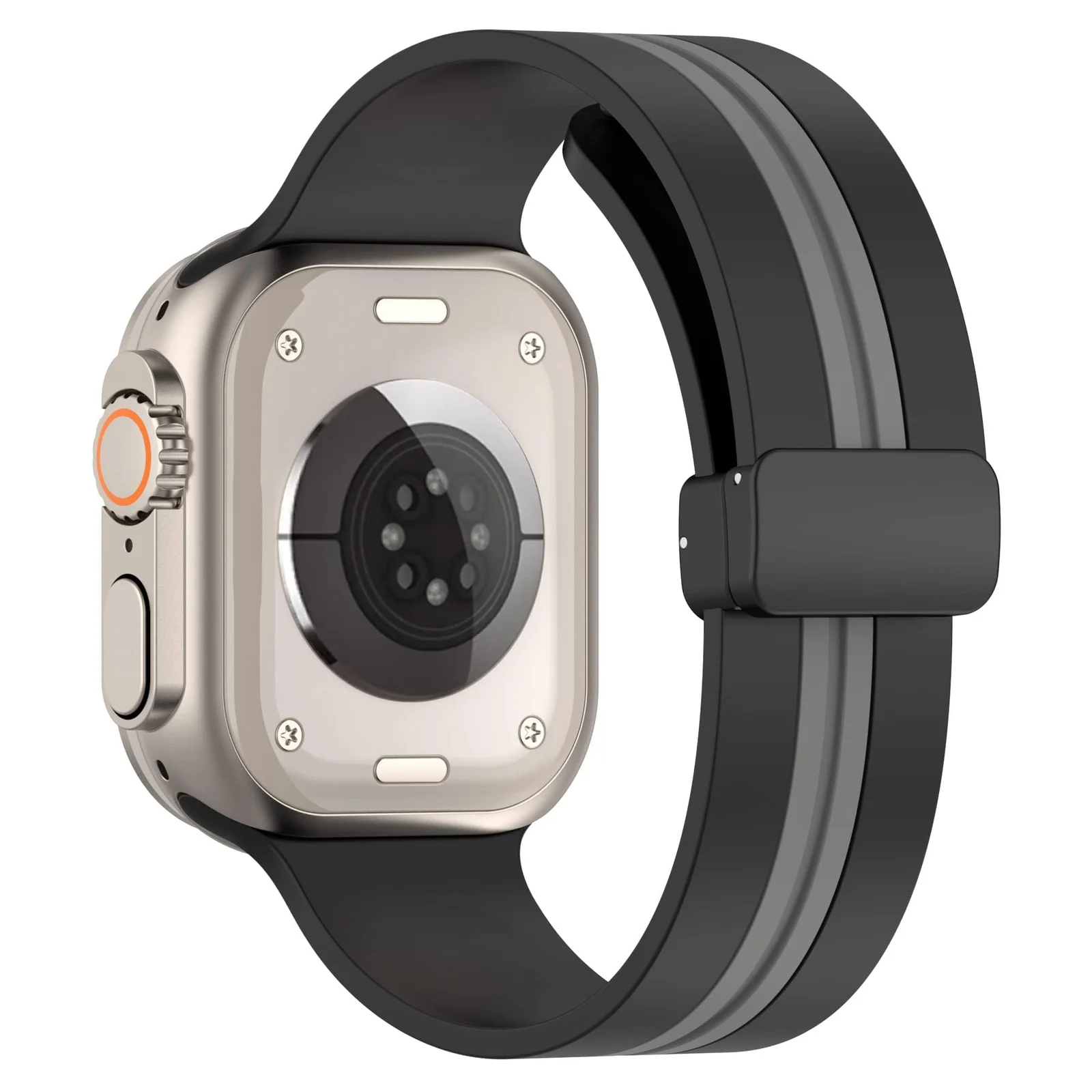 DL3 Mobilak Magnetic Strap for Apple Watch Band 49mm 45mm 44mm 41mm 40mm 38mm 42mm, Sport Silicone Replacement Wristband Strap for iwatch Series 9 8/7/6/5/4/3/2/SE (&, 38mm/40mm/41mm) - Black & Grey