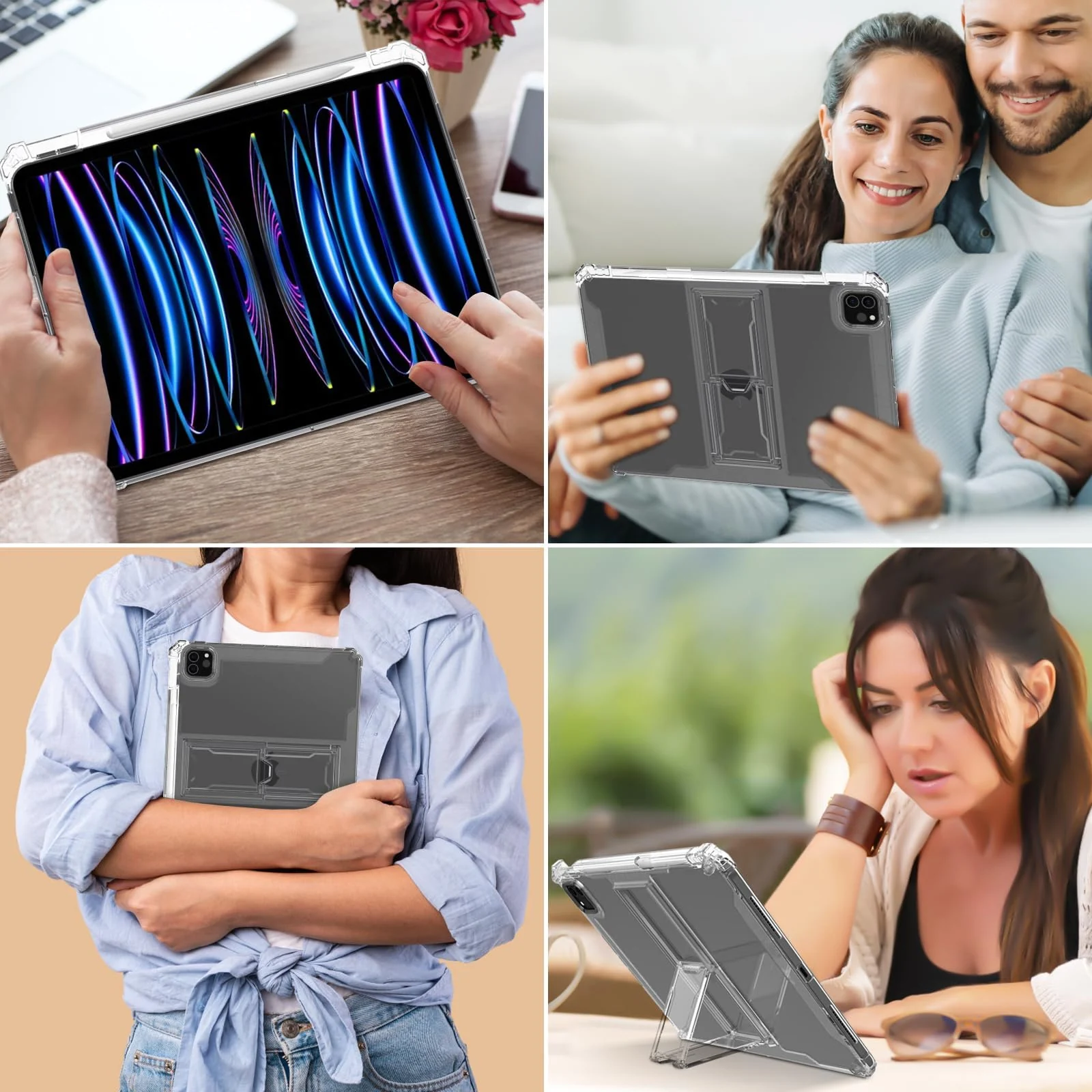 DL3 Mobilak Transparent Case for iPad Pro 11-Inch, 2022/2021/2020/2018 Model (4th/3rd/2nd/1st Generation) Shockproof, Slim Lightweight Anti-Yellowing Bumper, Kickstand Cover, with Pencil Holder - Clear