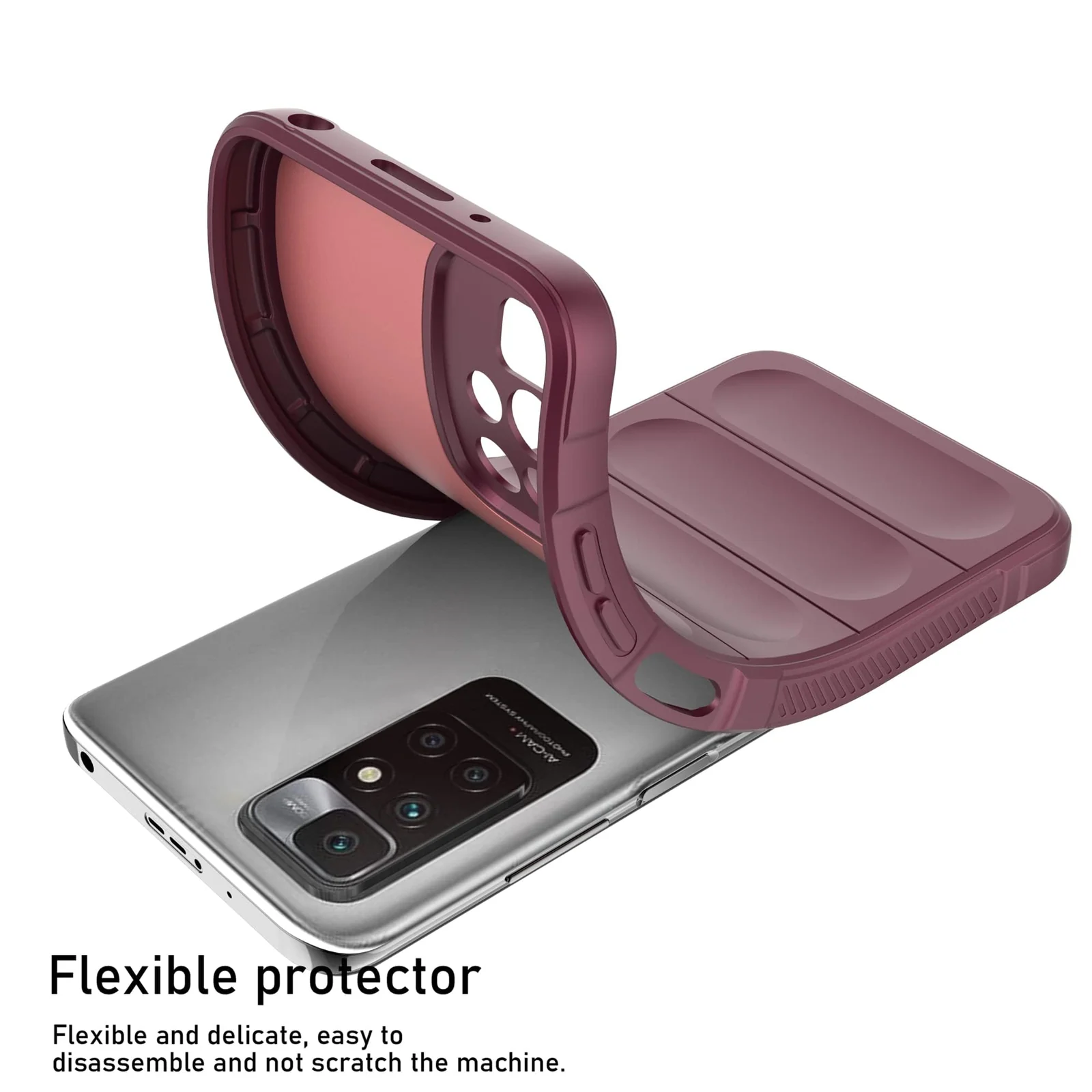 DL3 Mobilak Flexible Silicone and TPU Protective Case with Camera Protection for Xiaomi Redmi 10 4G / Redmi 10 2022 - Wine Red