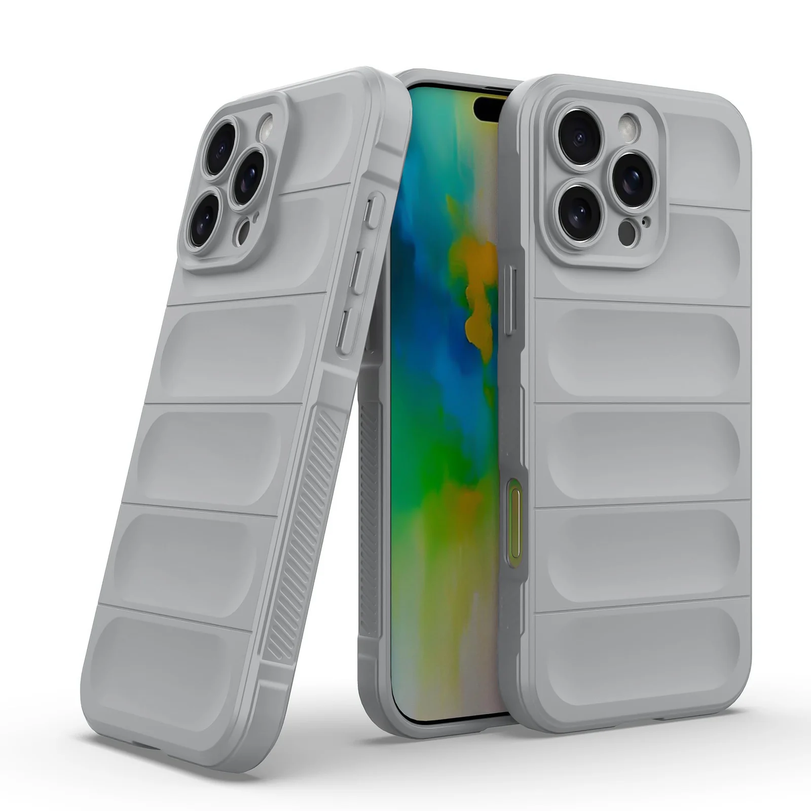 DL3 Mobilak Silicone Case for iPhone 16 Pro Max 6.9-Inch Heavy Duty Protective [Slim Fit] Shockproof Soft Flexible Protective Design Shock-Absorption TPU Cover With Camera Protection - Gray