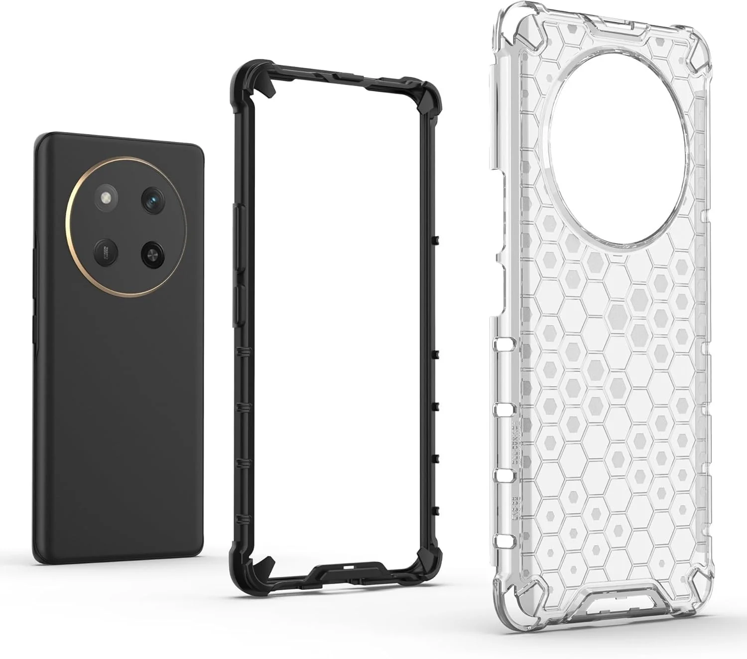DL3 Mobilak Honeycomb Protective Case for Honor X9C, Shock-absorbing protection, Transparent design, Slim, lightweight profile - Clear