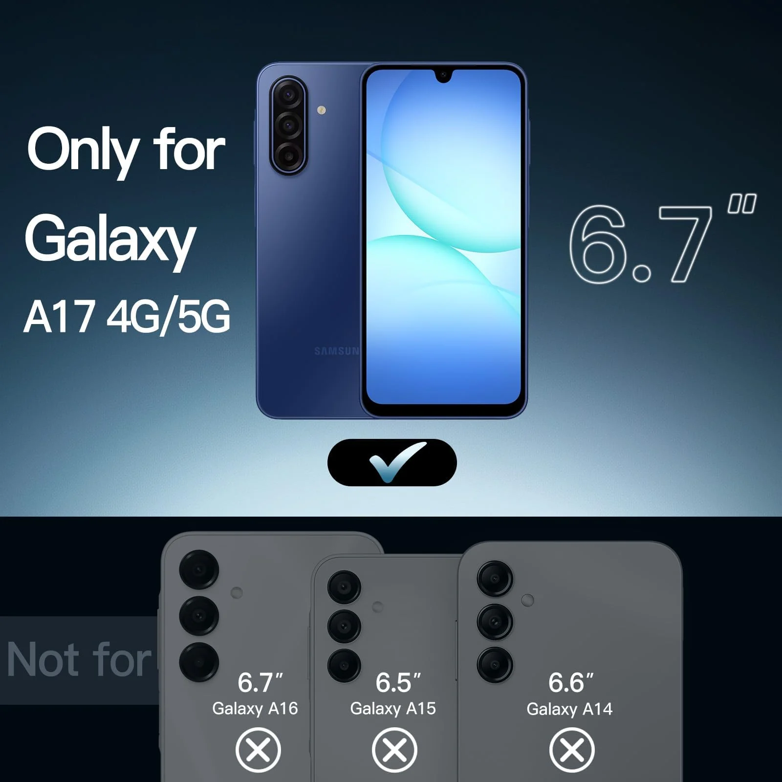 DL3 Mobilak Silicone Case for Samsung Galaxy A17 4G / 5G Heavy Duty Protective [Slim Fit] Shockproof Soft Flexible Protective Design Shock-Absorption TPU Cover With Camera Protection - Blue