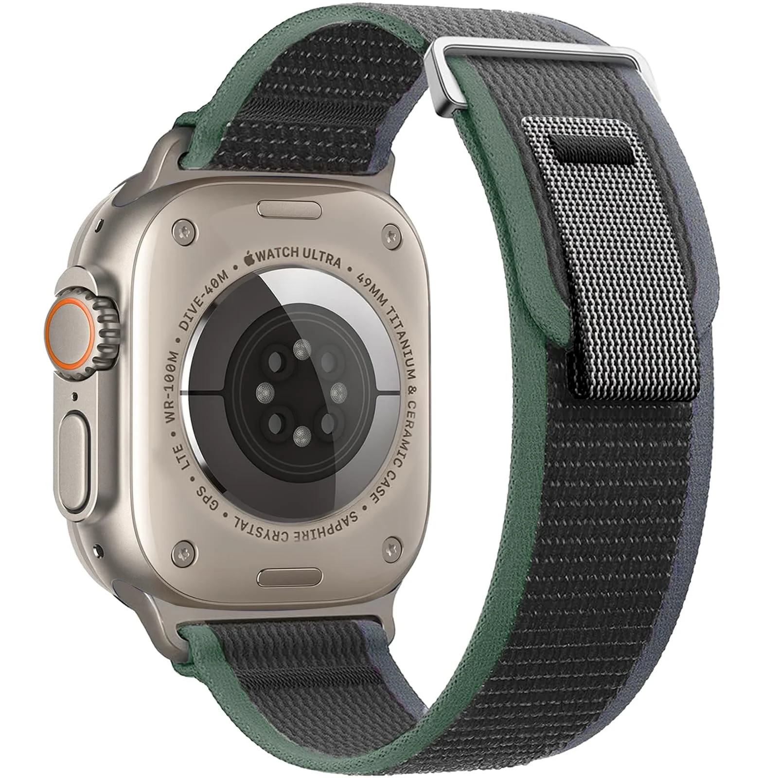 Apple Watch Ultra 49MM 45MM 44MM 42MM — DL3 Mobilak Trail/Alpine Loop Nylon Band Compatible with Apple Watch Ultra 2/Ultra Band 49mm 45mm 44mm 42mm, Adjustable with Metal C-Hook Strap for iWatch Ultra Series 9/8/7/6/5/4/3/2/1/SE2/SE - A.Grey Green