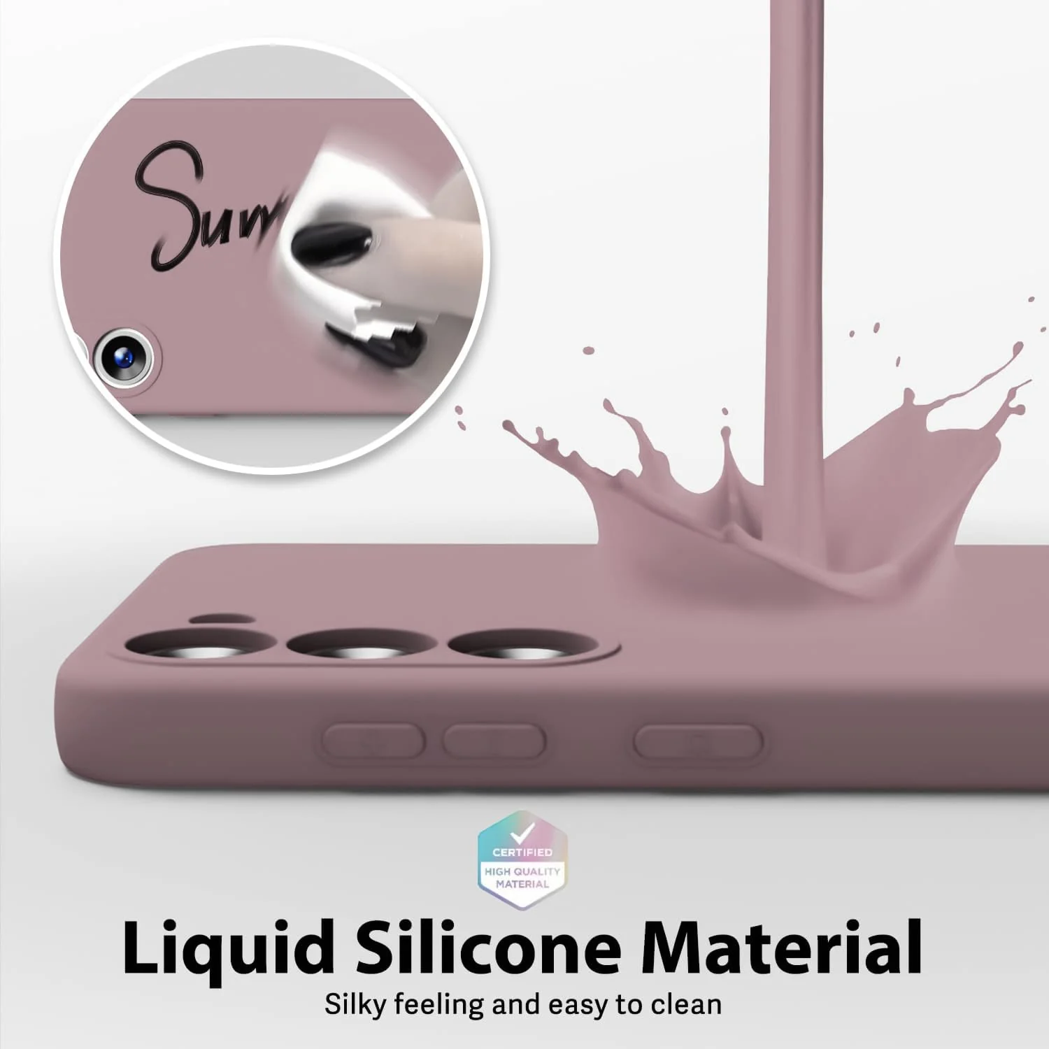 DL3 Mobilak Liquid Silicone Protective Case for Samsung Galaxy Note10 with Microfiber Lining and Shockproof Design - Cashmere