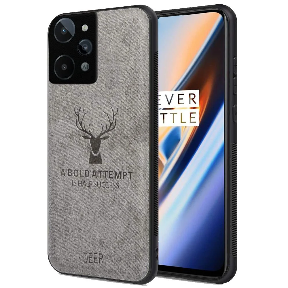 Dl3 Mobilak Case For Realme C31 Luxury Soft Texture Deer Patterned TPU Leather Protective, Dirt-Resistant, Anti-Shock, Anti-Fingerprint, Cover Full Body Protective (Red)