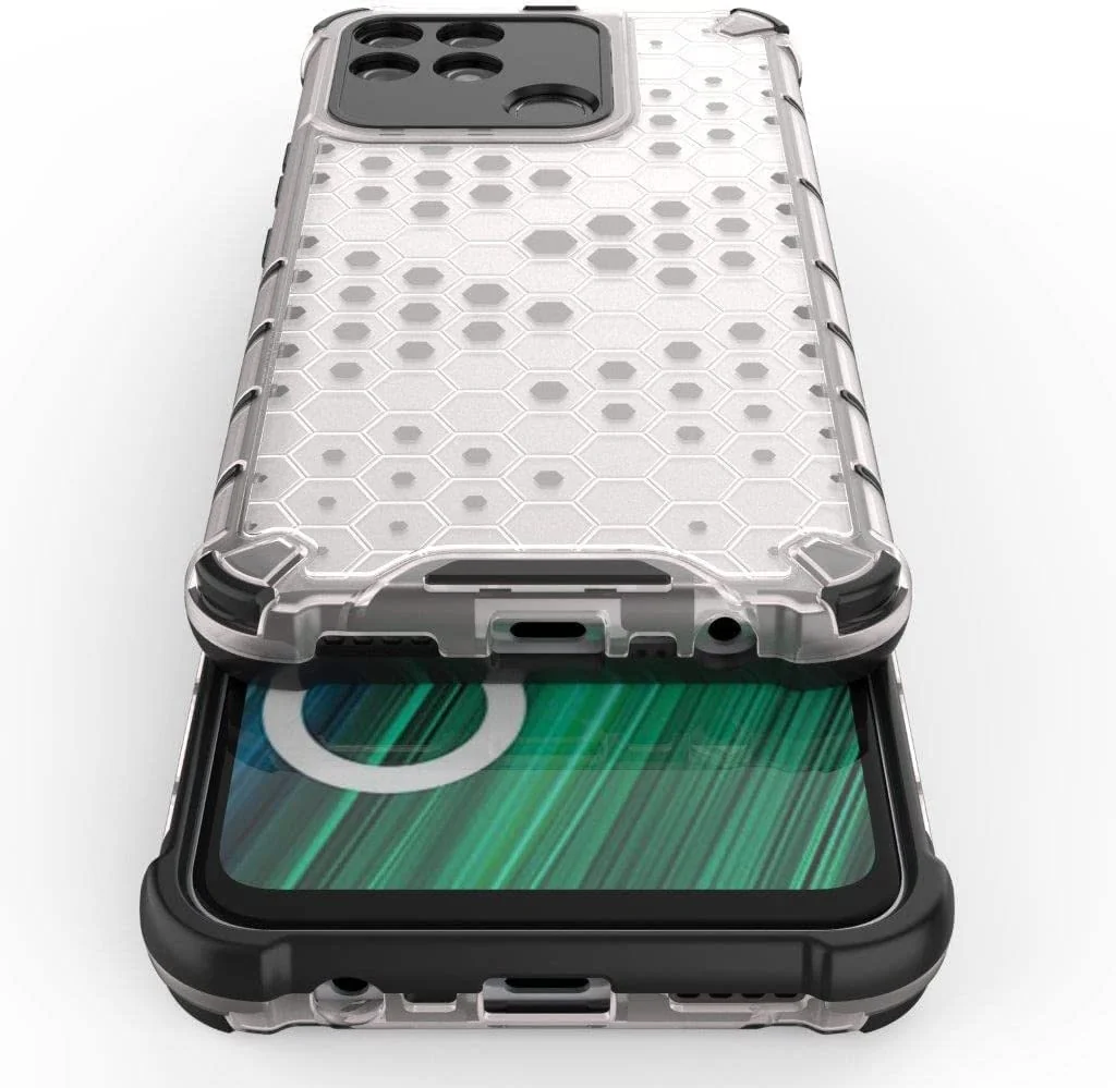 DL3 Mobilak Honeycomb Protective Case for realme Narzo 50A, Shock-absorbing protection, Transparent design, Slim, lightweight profile - Clear