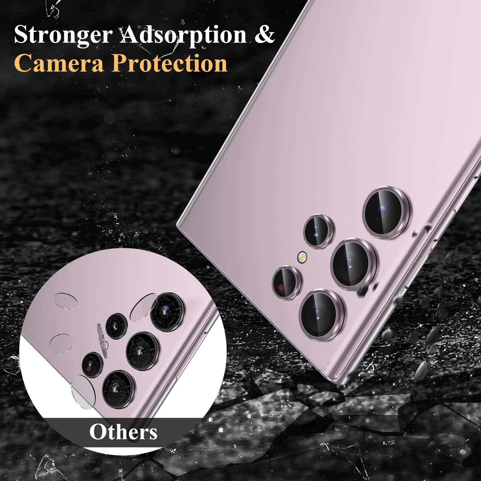 DL3 Mobilak Camera Lens Protector for Samsung Galaxy S23 Ultra, Camera protection, Shock-absorbing protection, Scratch-resistant surface - Lavender