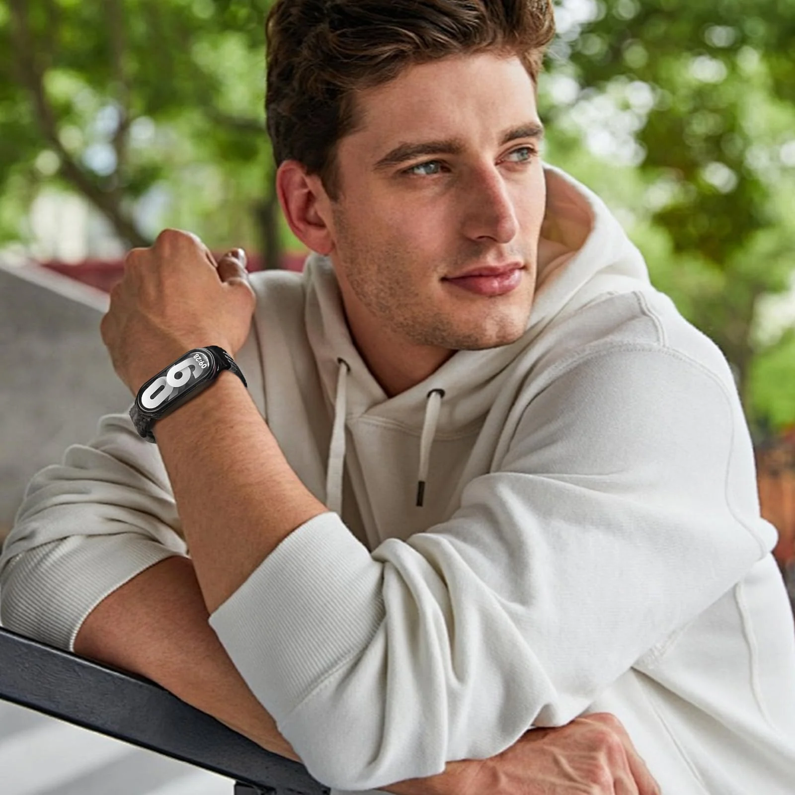 DL3 Mobilak Braided Strap for Xiaomi Mi Band 10/9/8, Men Women Breathable Elastic Nylon with Magnetic Buckle Watch Band for Xiaomi Smart Band 10/Xiaomi Smart Band 9/8 - Dark Chocolate