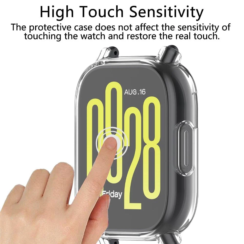 DL3 Mobilak Case for Xiaomi Redmi Watch 5 Active, Case with Screen Protector, HD Protection Cover, Soft Silicone Screen Protector Cover for Xiaomi Redmi Watch 5 Active - Clear
