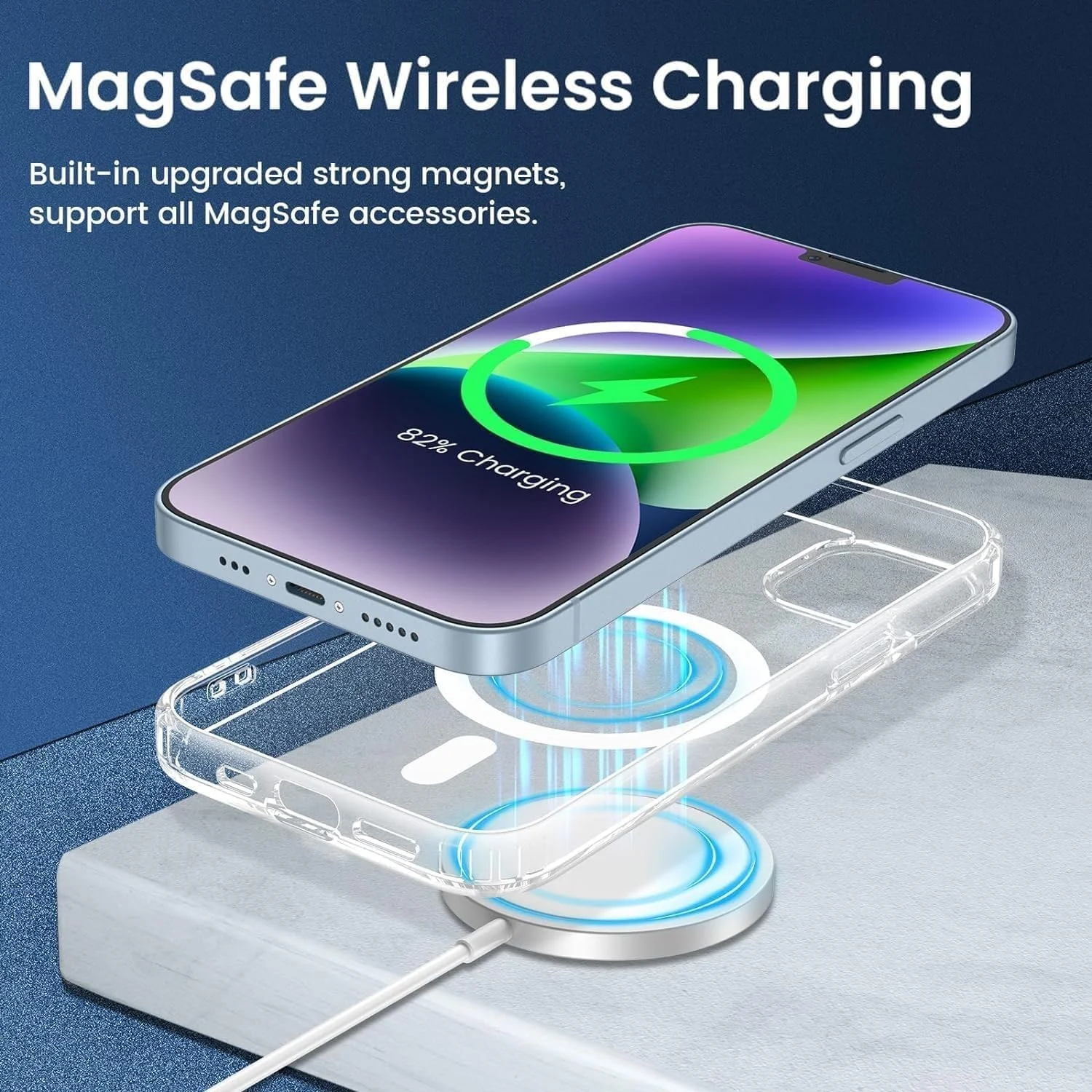 DL3 Mobilak for iPhone 15+ Plus/iPhone 14 Plus 6.7-Inch Case [Compatible with MagSafe] [Strong Magnet] [Military Grade Protection] Magnetic Slim Thin Bumper Phone Cover - Clear