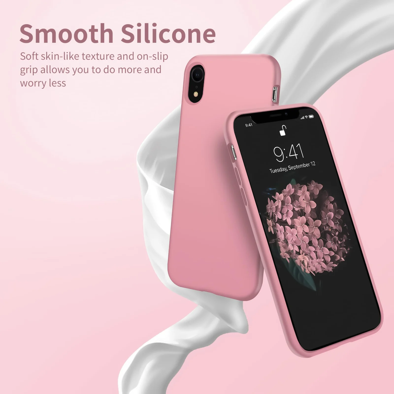 DL3 Mobilak Liquid Silicone Protective Case for iPhone XR with Camera Protection and Microfiber Lining - Pink