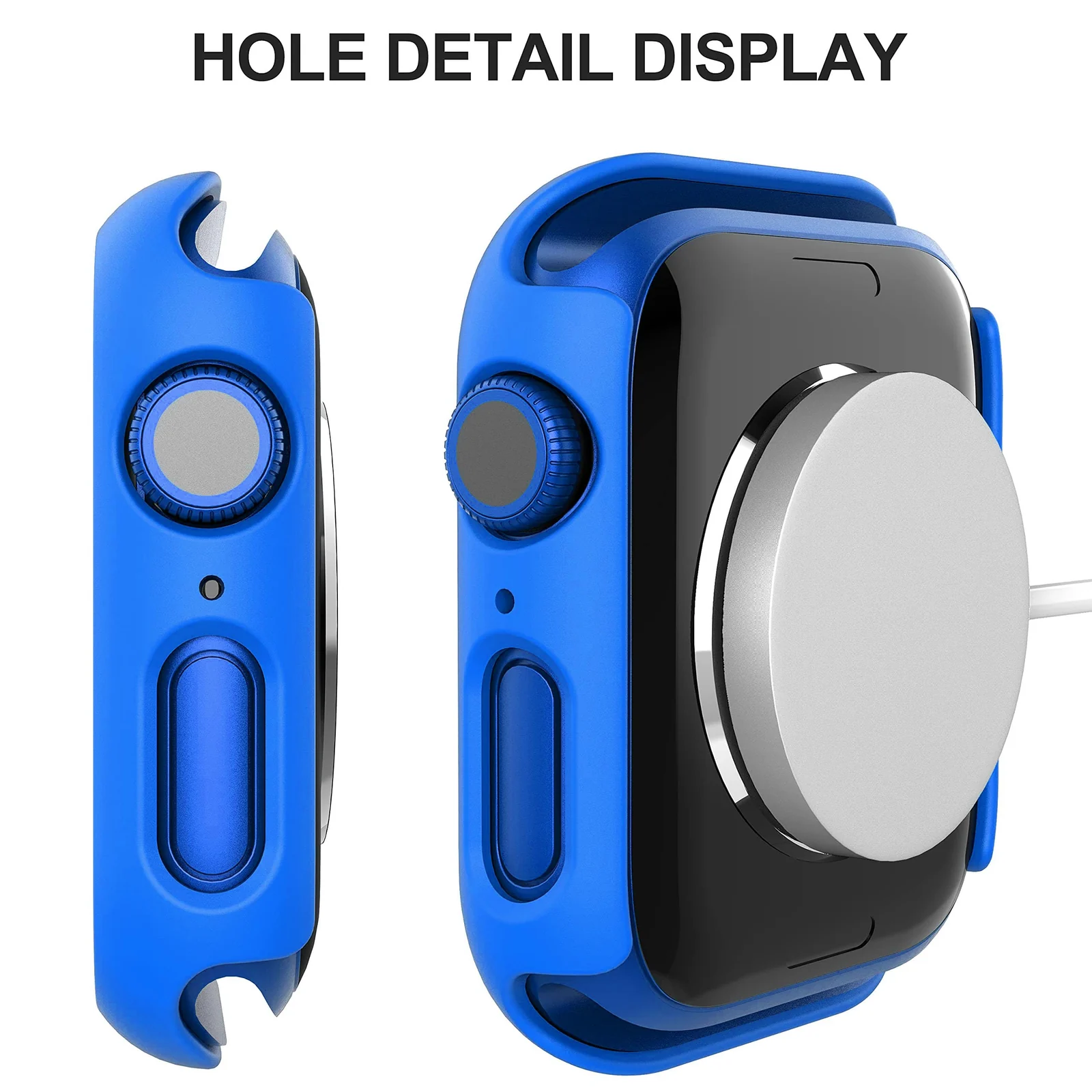 DL3 Mobilak Hard Case Designed for Apple Watch 41mm Series 9 8 7, Built-in 9H [HD Clear] Tempered Glass Screen Protector, [Full Protection] Slim Cover for iWatch 41mm Series 9 8 7 - Neon Blue