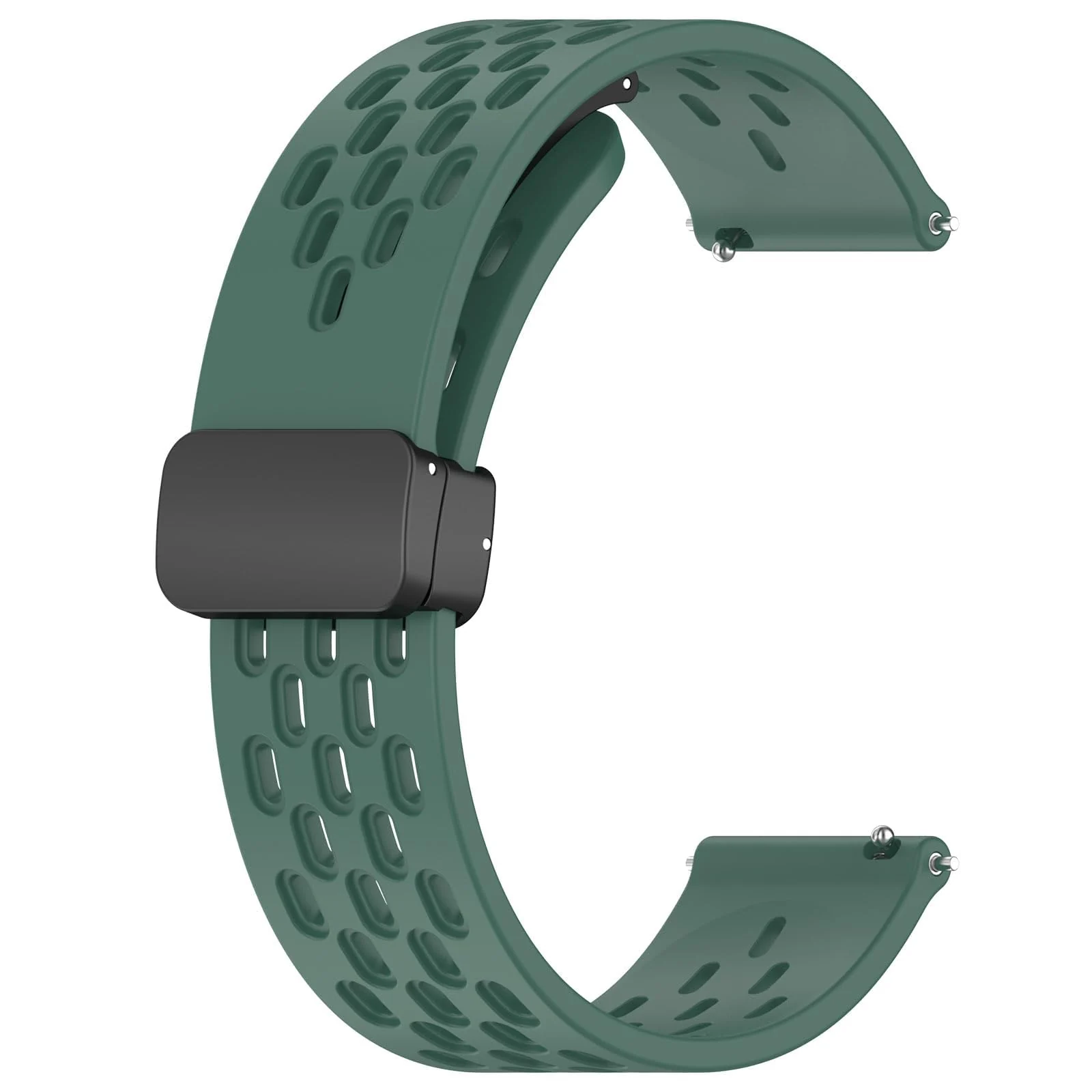DL3 Mobilak Silicone Band Magnetic Clasp 22MM Strap For Samsung galaxy watch3 45mm /galaxy 46mm/Gear S3/Huawei watch GT3 46MM/GT2E/GT2 Pro/GT GT2 46MM/Magic Watch2 46mm/Amazfit GTR 3/4 (Pine) - Pine Green