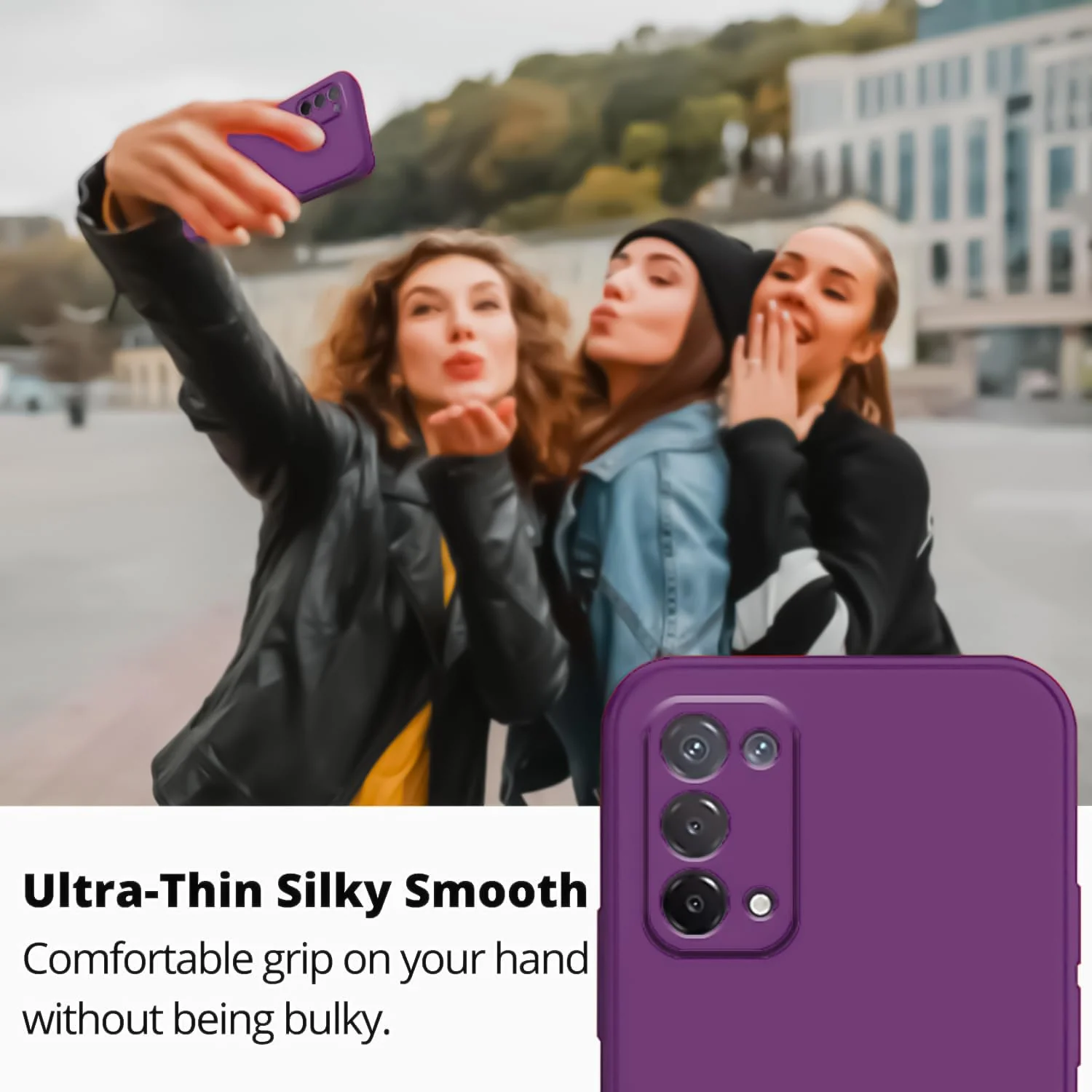 DL3 Mobilak Liquid Silicone Protective Case with Soft Microfiber Lining with Full Camera Protection for realme 7 Pro - Violet
