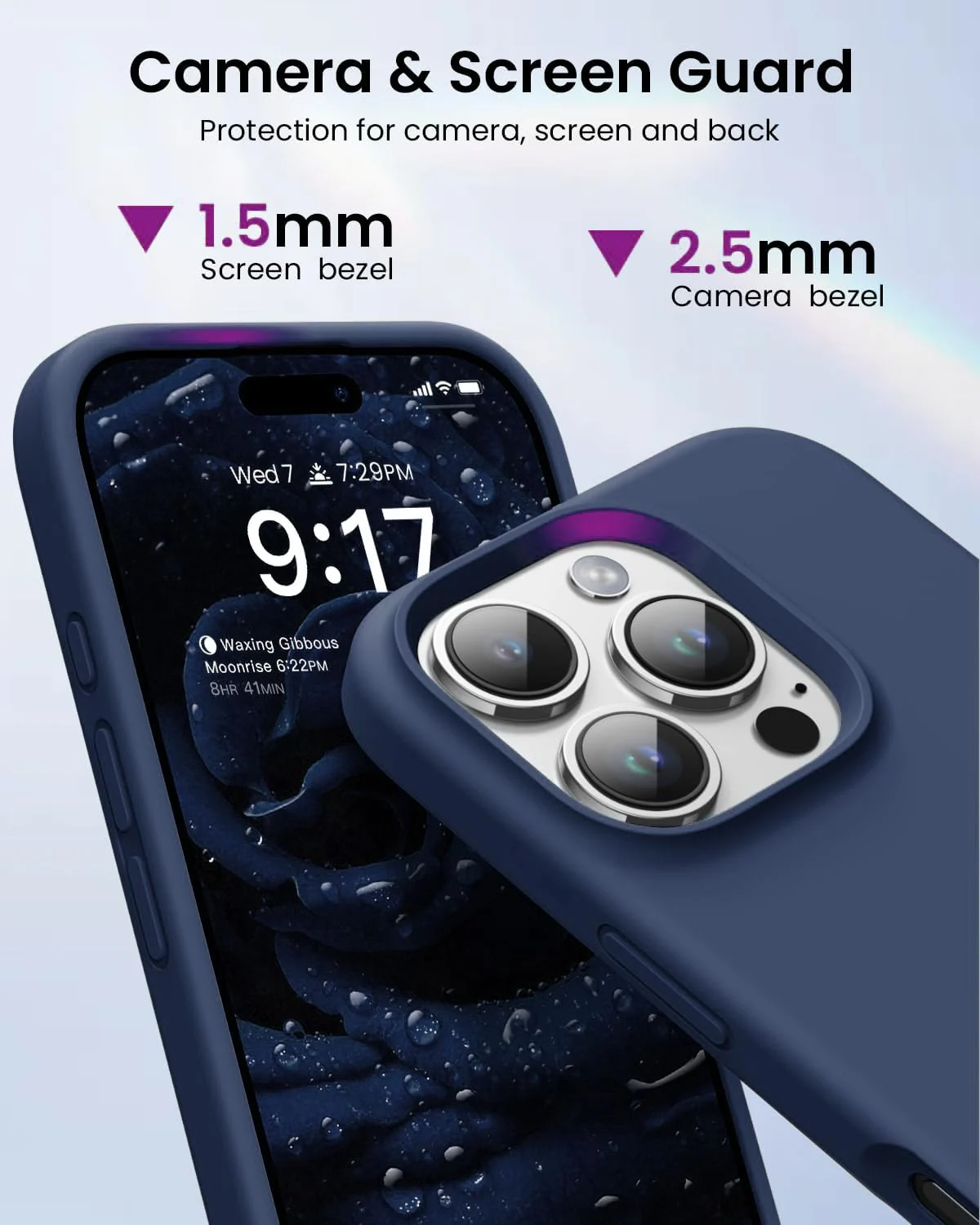 DL3 Mobilak Liquid Silicone Case for iPhone 16 Pro 6.3-inch, Supports wireless charging, Shock-absorbing protection, Scratch-resistant surface - Blue 2