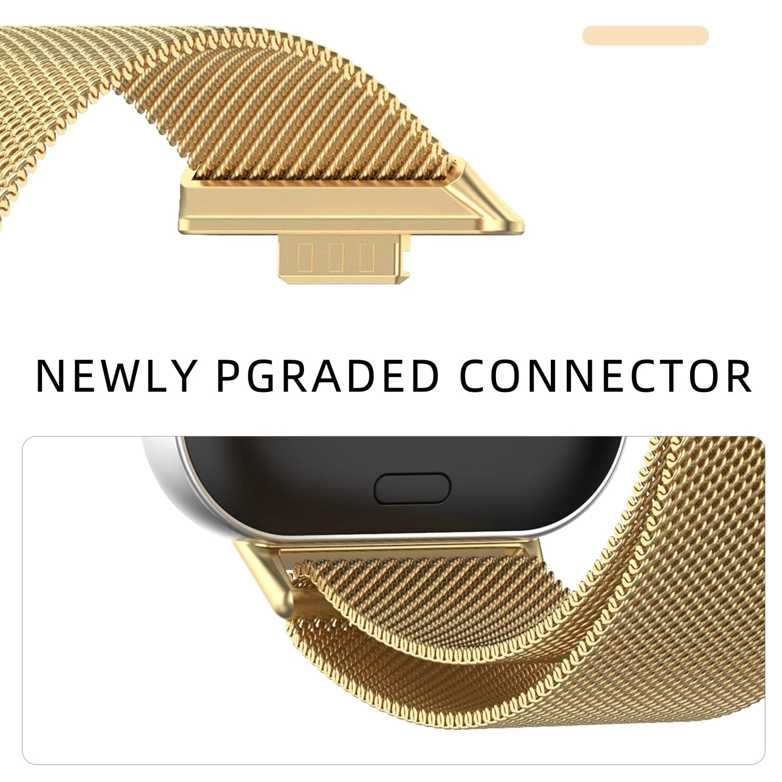 DL3 Mobilak Bracelet Compatible with Huawei Watch Fit 3, Stainless Steel Replacement Straps, Mesh Metal Watch Strap, Magnetic Adjustable Replacement Strap For Huawei Watch Fit3 - Gold