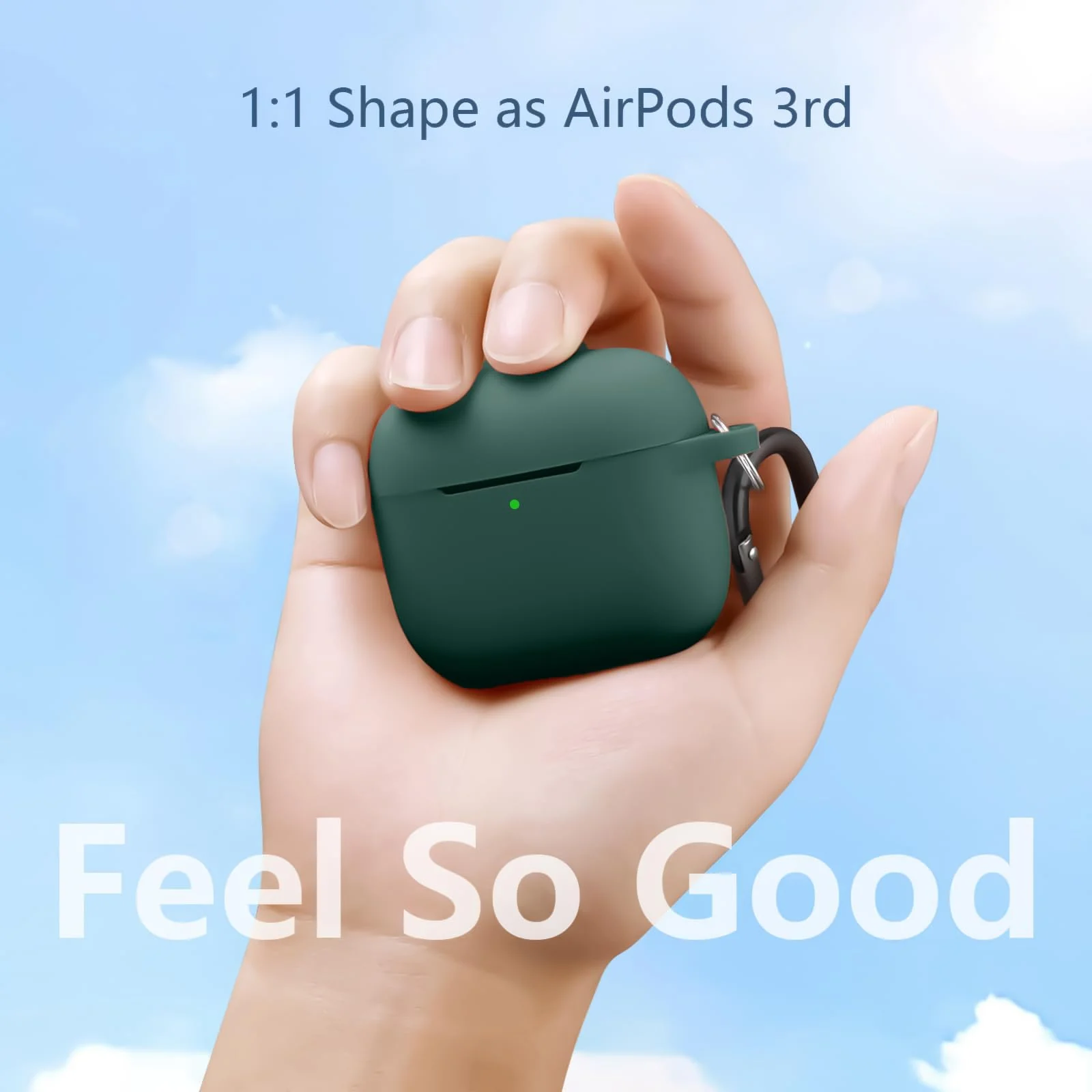 DL3 Mobilak Case Compatible with AirPods 3, Silicone Protective Accessories Skin with Keychain Compatible with AirPods 3rd Generation 2021 for Women Girl, Front LED Visible - Pine Green