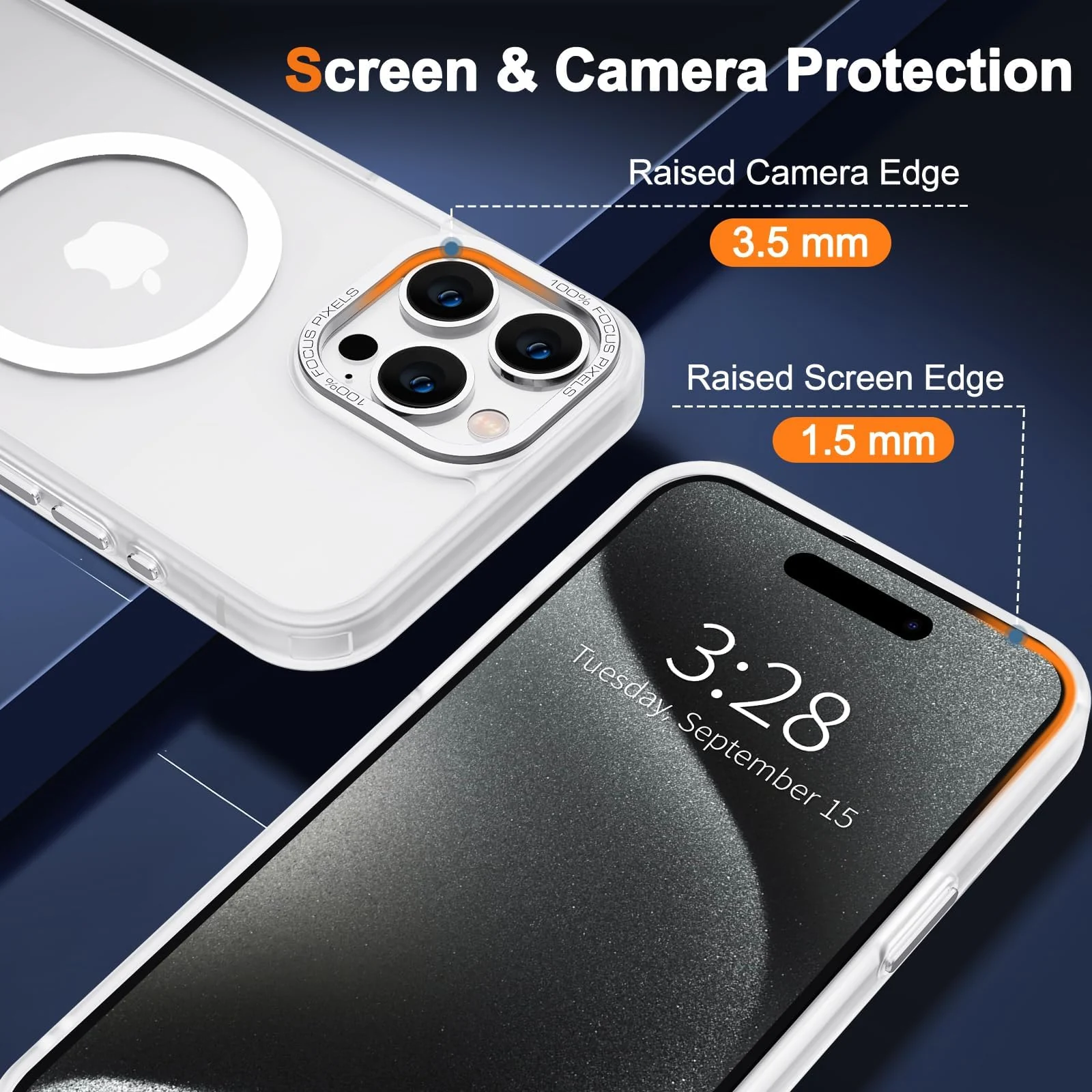 DL3 Mobilak Translucent Matte Case for iPhone 14 Pro 6.1-Inch, Compatible with MagSafe accessories, Supports wireless charging, Built-in magnetic car-mount support - White