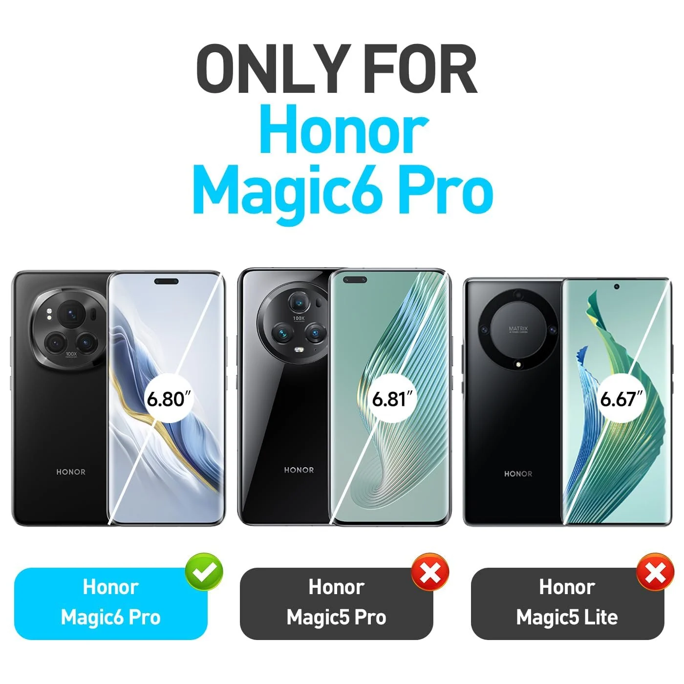 DL3 Mobilak Soft Silicone Protective Case for Honor Magic 6 Pro with Camera Protection and Military-Grade Protection - Black