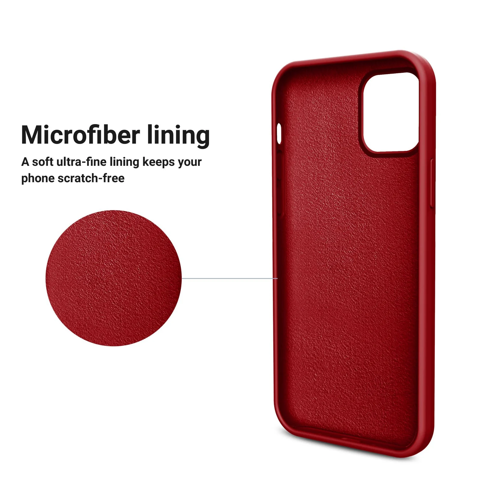 DL3 Mobilak Liquid Silicone Protective Case for iPhone 15 with Camera Protection and Microfiber Lining - Red