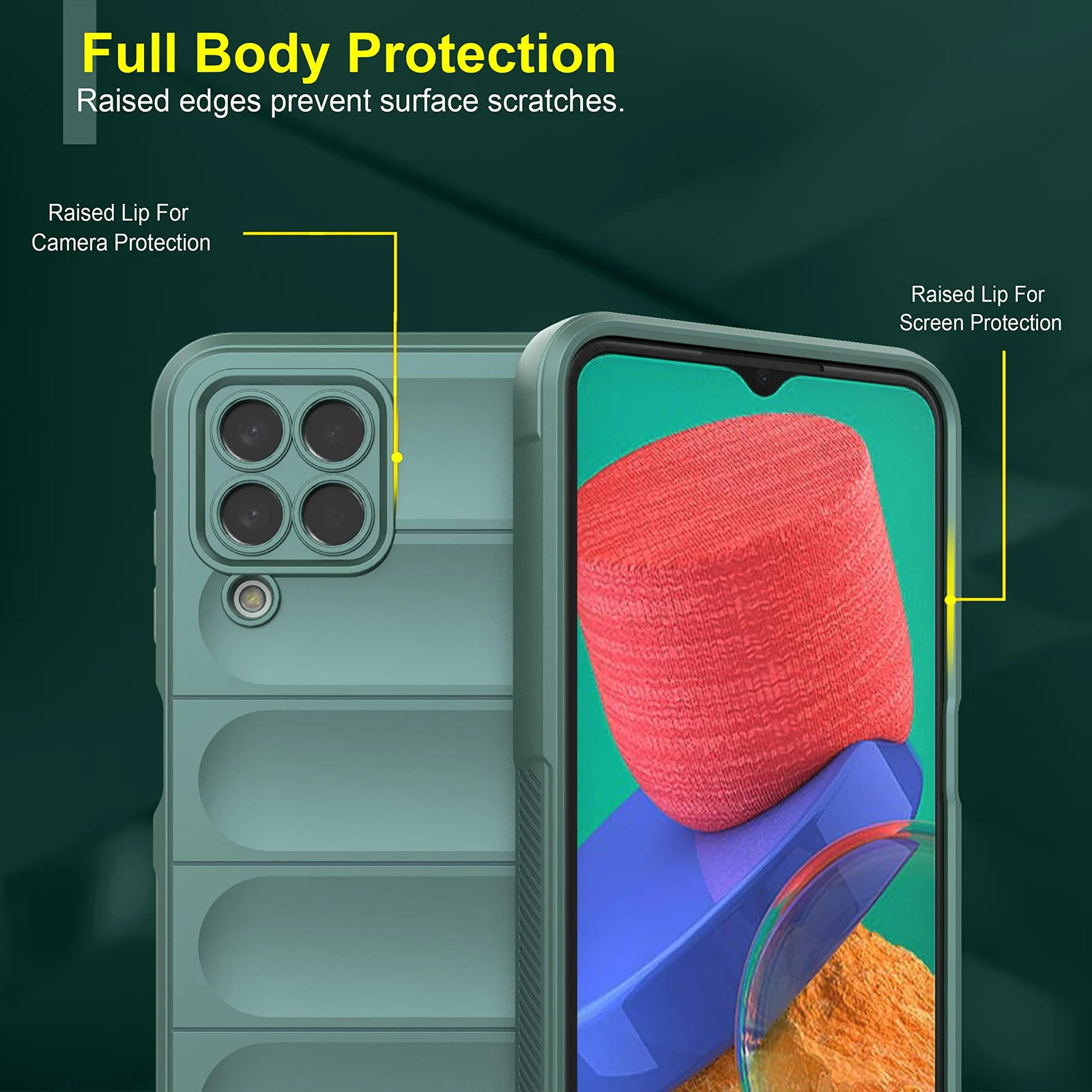 DL3 Mobilak Flexible Silicone and TPU Protective Case with Camera Protection for Samsung Galaxy M33 5G - Green