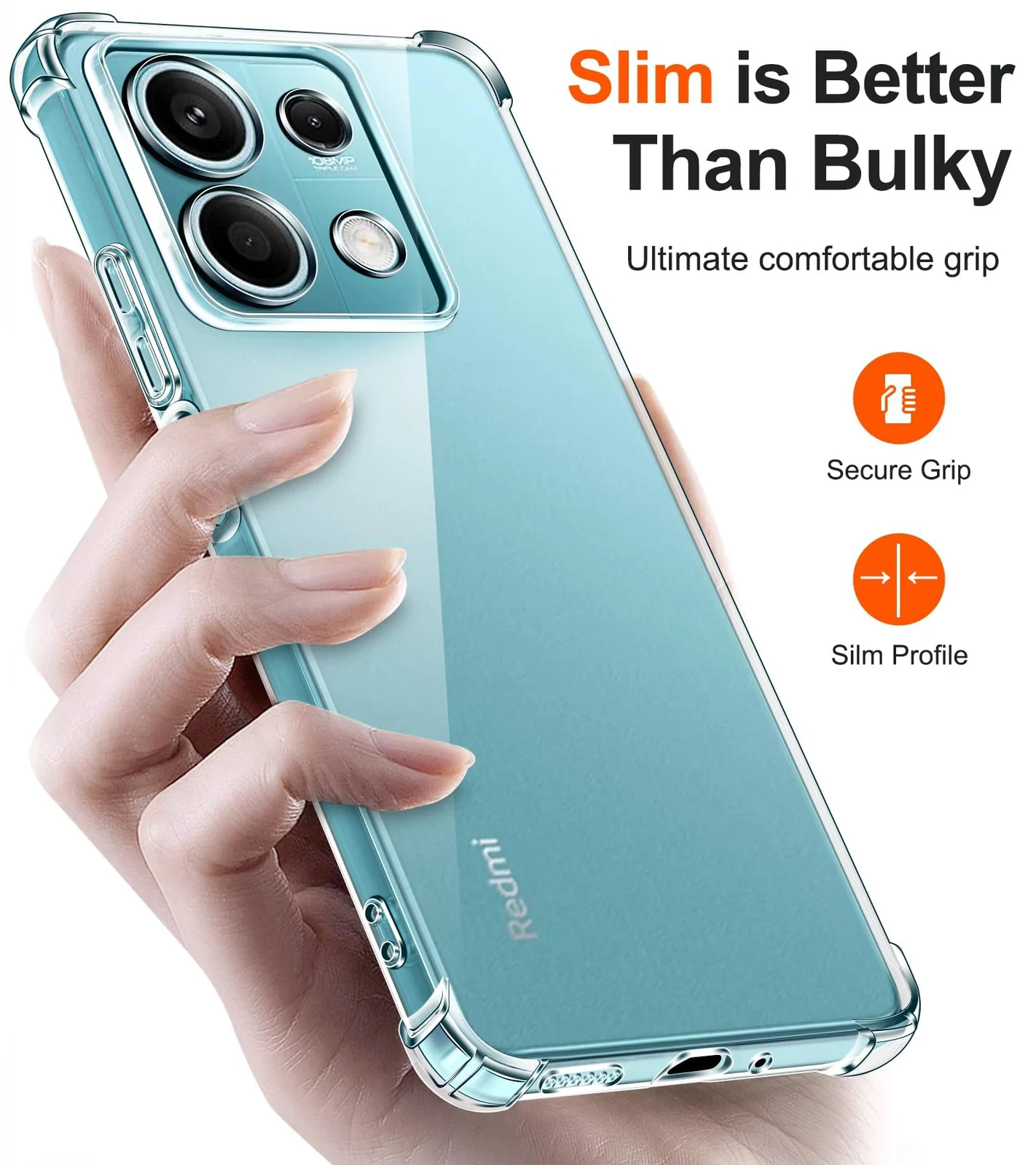 DL3 Mobilak Case Compatible with Xiaomi Redmi Note 13 5G (Not Fit Redmi Note 13 4G), Cover Silicone TPU Gorilla Anti-shock Protector Camera Shockproof Corners - Clear