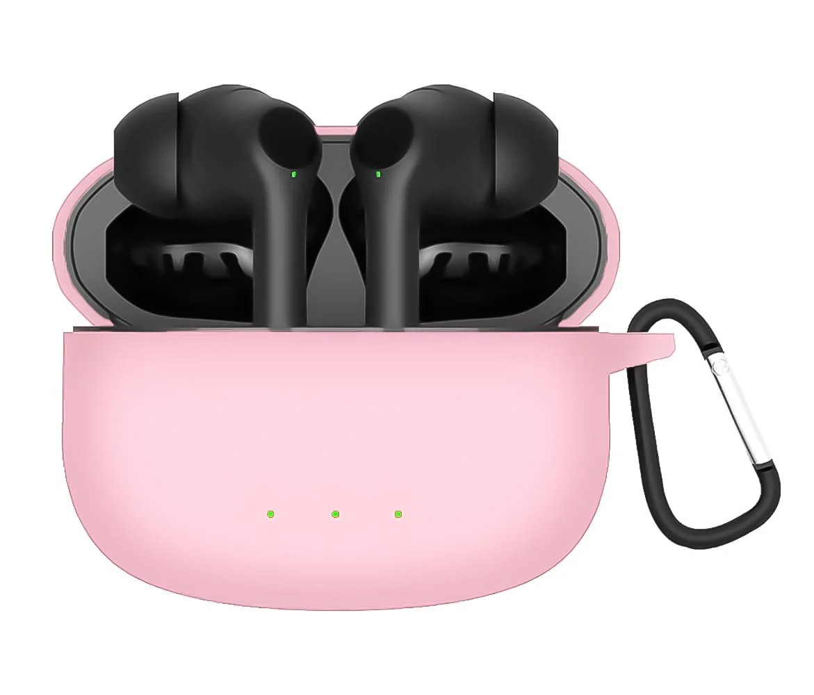 DL3 Mobilak Silicone Case Compatible with Oraimo FreePods 3C Earbuds, Soft Silicone Protective Case Cover, Shockproof Sleeve with Carabiner For Oraimo FreePods 3C - Pink