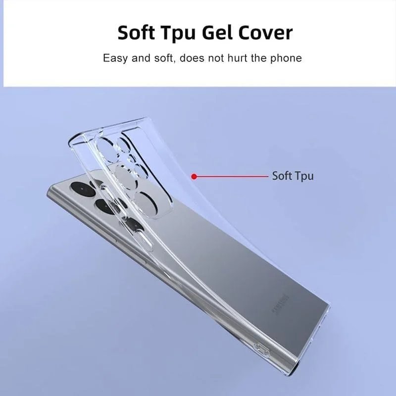 DL3 Mobilak Clear TPU Protective Case for Samsung Galaxy S23 Ultra with Camera Protection and Shockproof Design - Clear